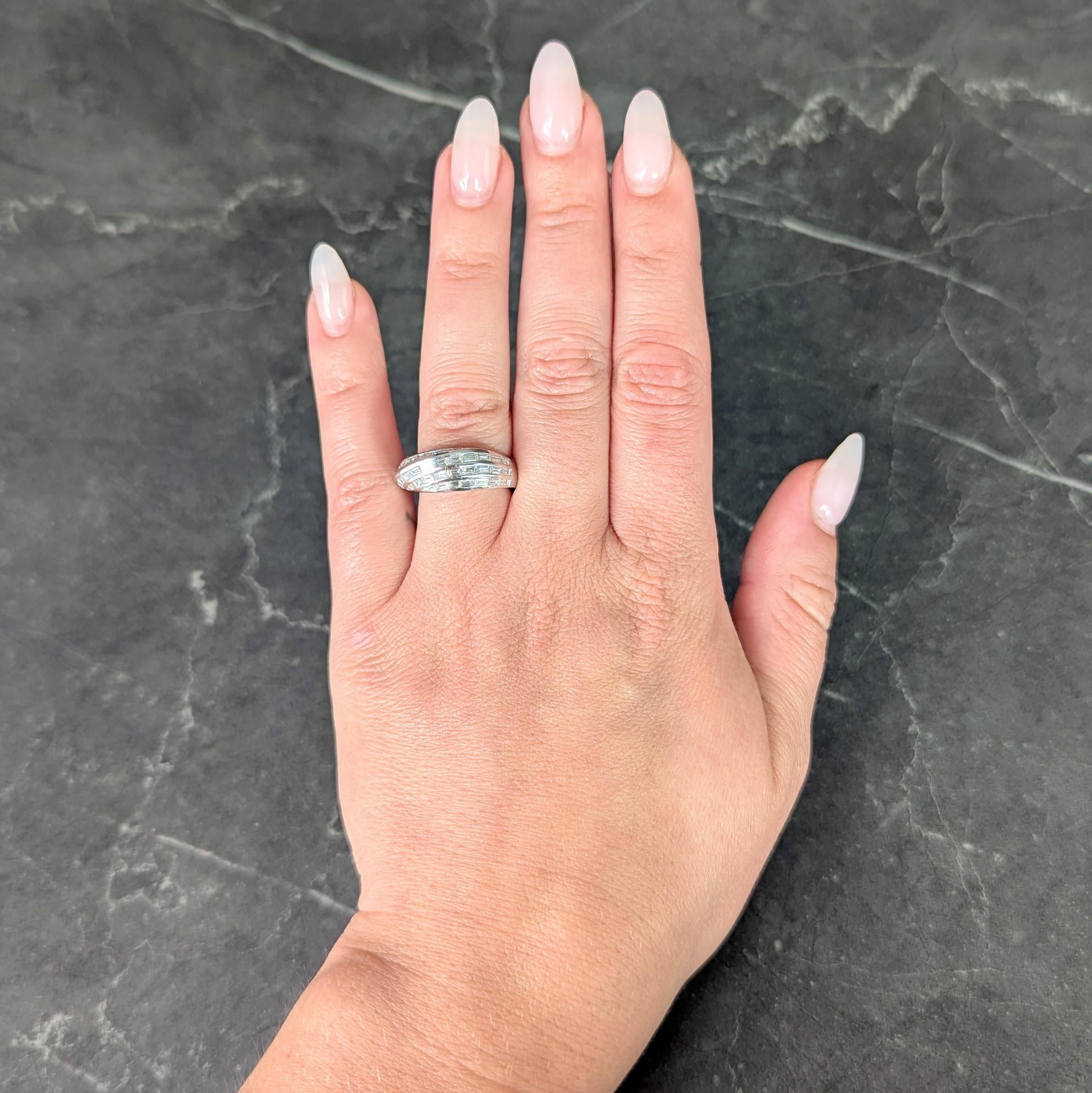 Contemporary 2.25 CTW Diamond 18 Karat White Gold Twist Multi-Row Band Ring