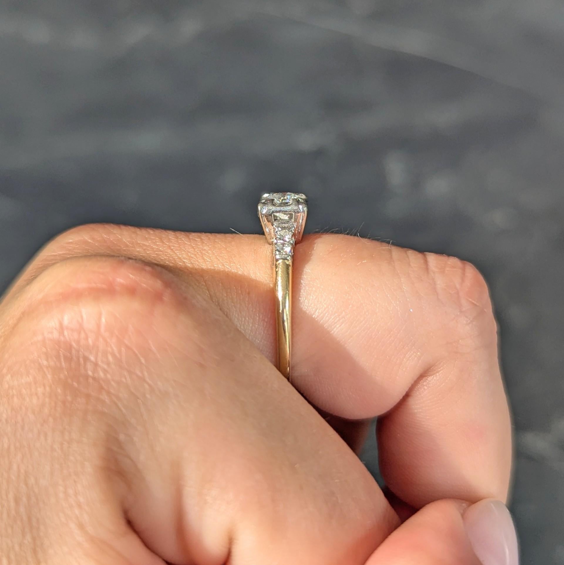 Retro 0.35 CTW Transitional Cut Diamond 14 Karat Gold Vintage Engagement Ring