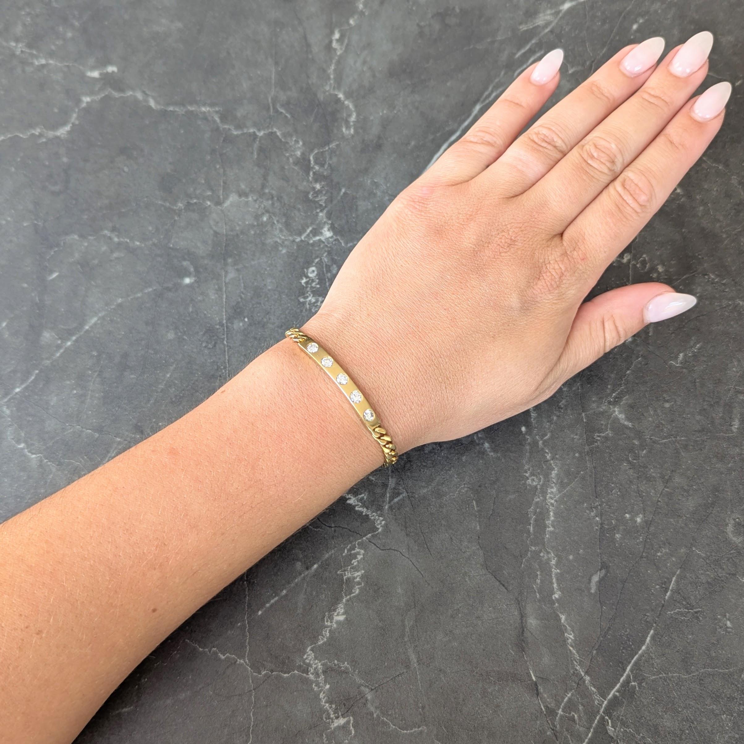 Bulgari 1970's Diamond 18 Karat Yellow Gold Vintage Bar Bracelet