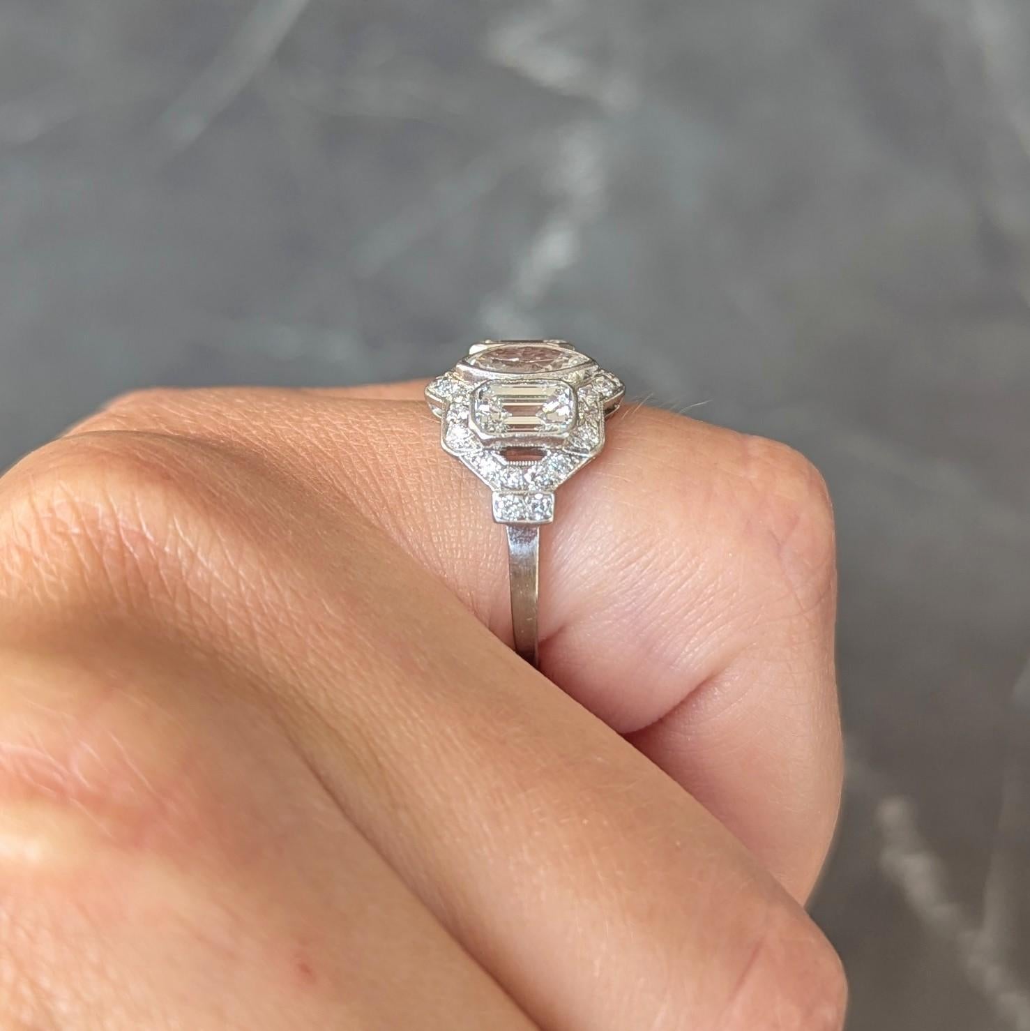 Art Deco 2.87 CTW Marquise Cut Diamond Platinum Vintage Halo Engagement Ring