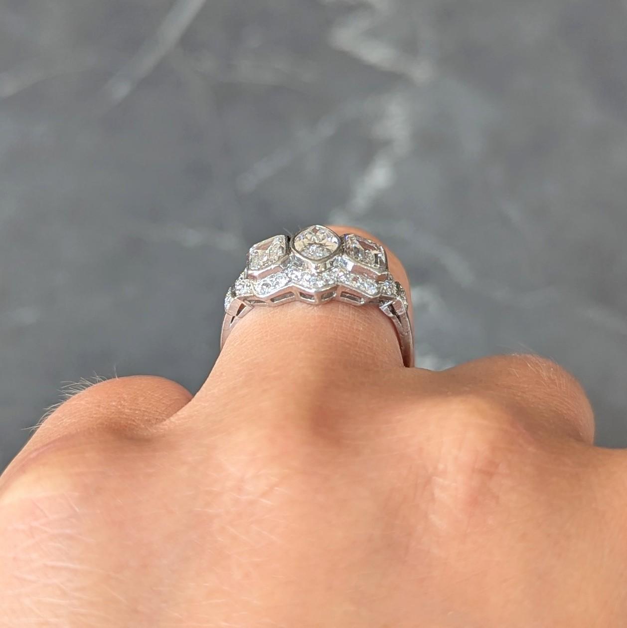 Art Deco 2.87 CTW Marquise Cut Diamond Platinum Vintage Halo Engagement Ring