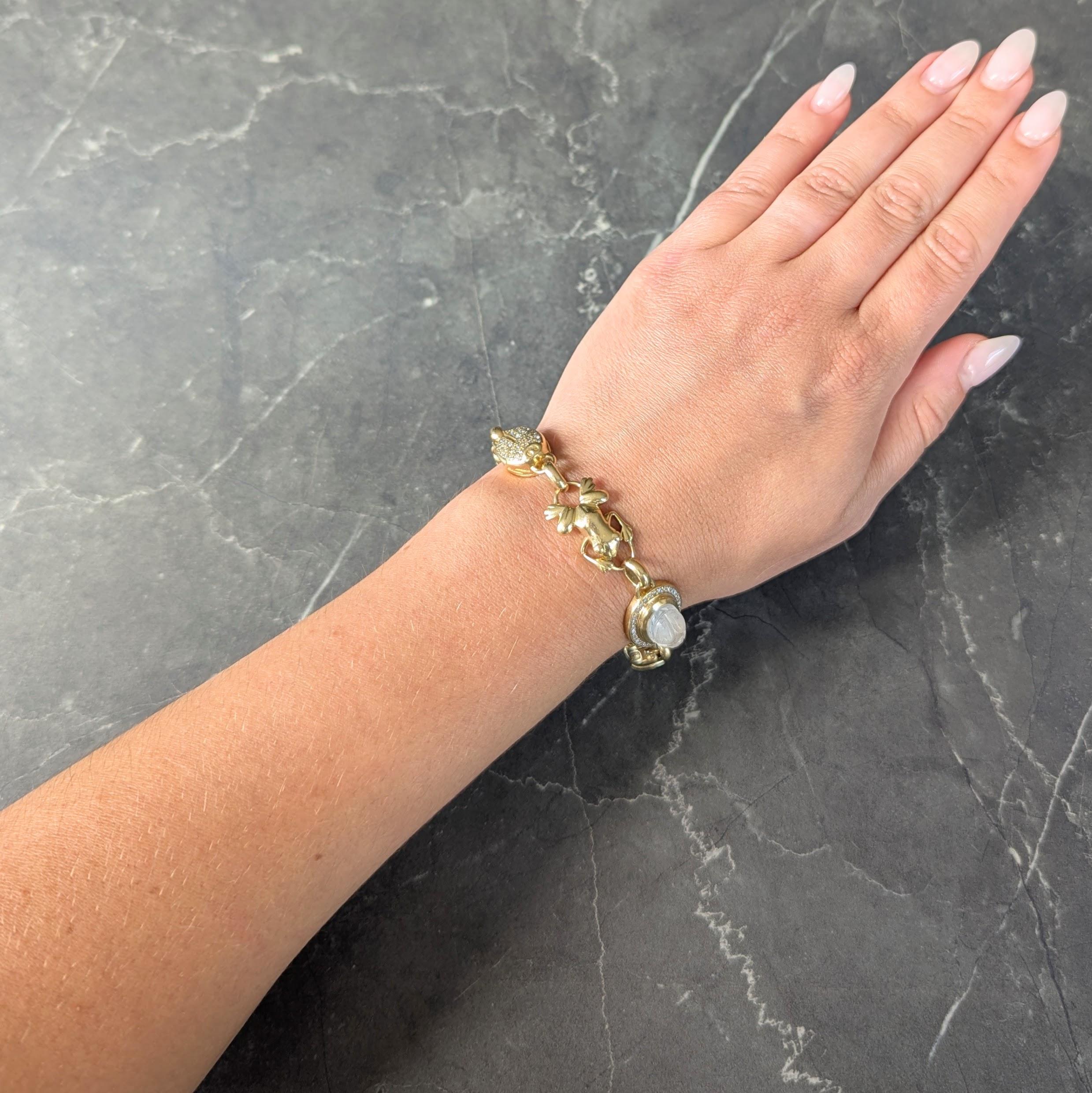 Robert Clerc Contemporary Diamond Quartz 18K Yellow Gold Egyptian Bracelet
