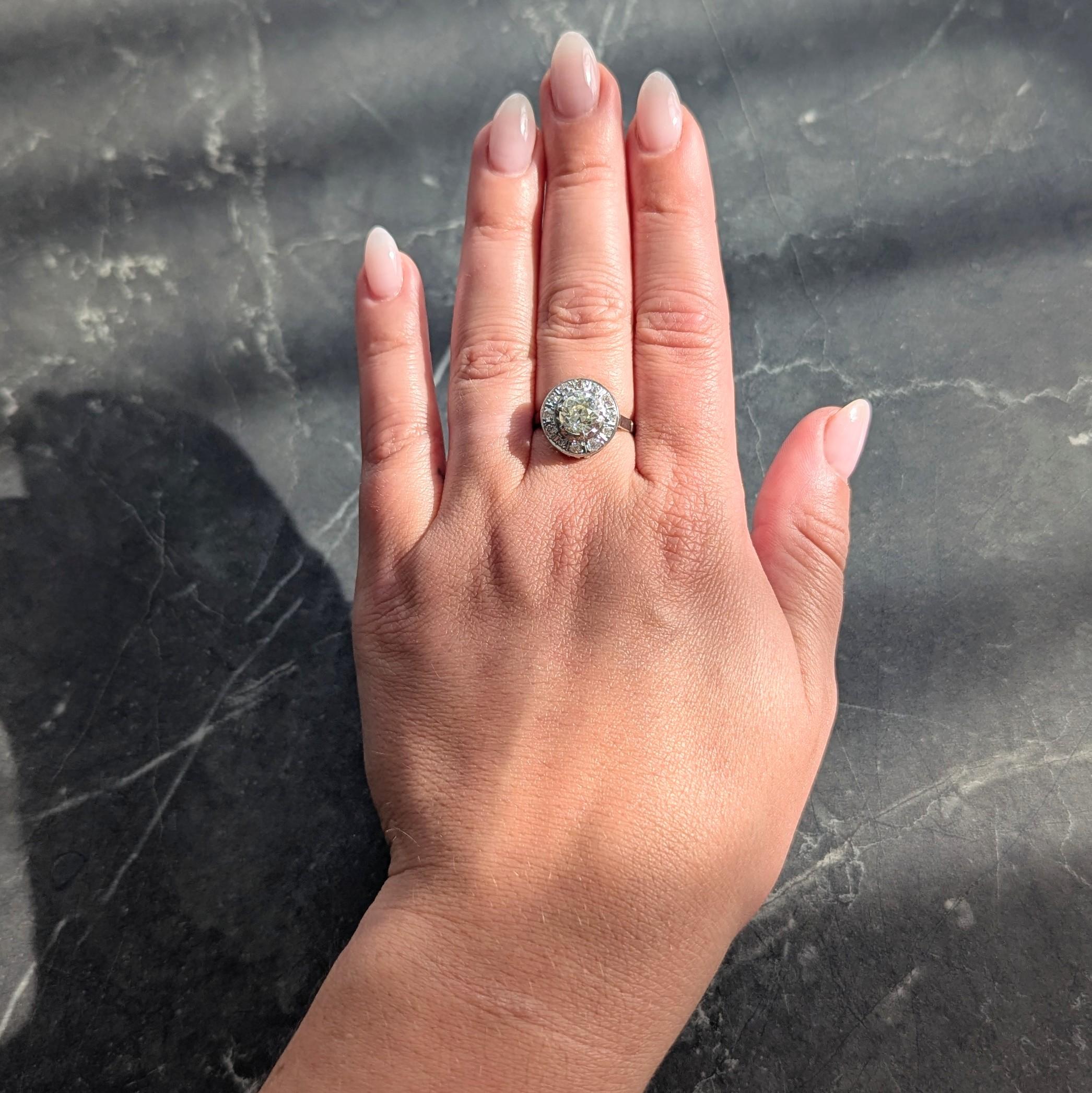 Art Deco 1.95 CTW Diamond Platinum Antique Scrolling Halo Engagement Ring