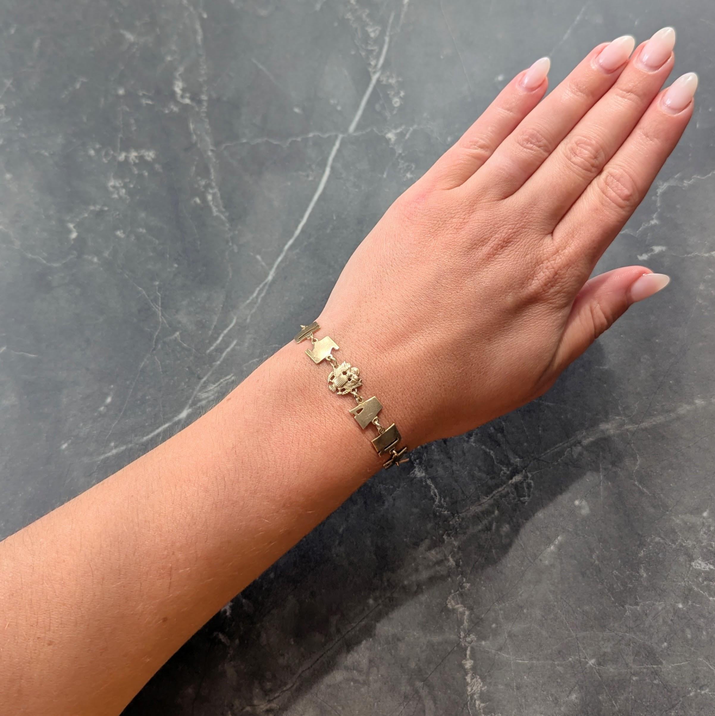 Retro 10 Karat Yellow Gold Vintage U.S. Army Link Bracelet