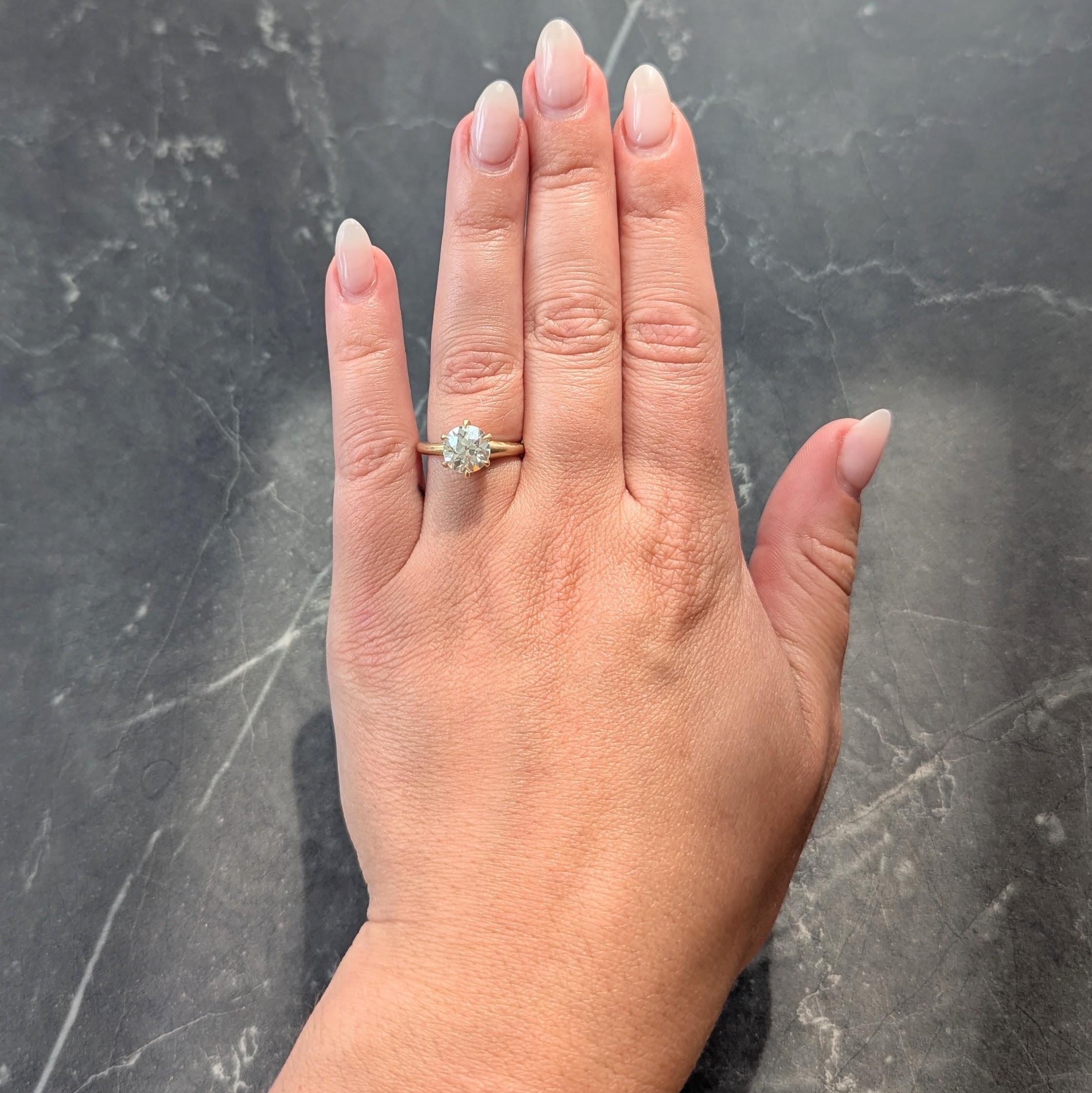 Victorian 1.96 CT European Diamond 14K Gold Antique Solitaire Engagement Ring