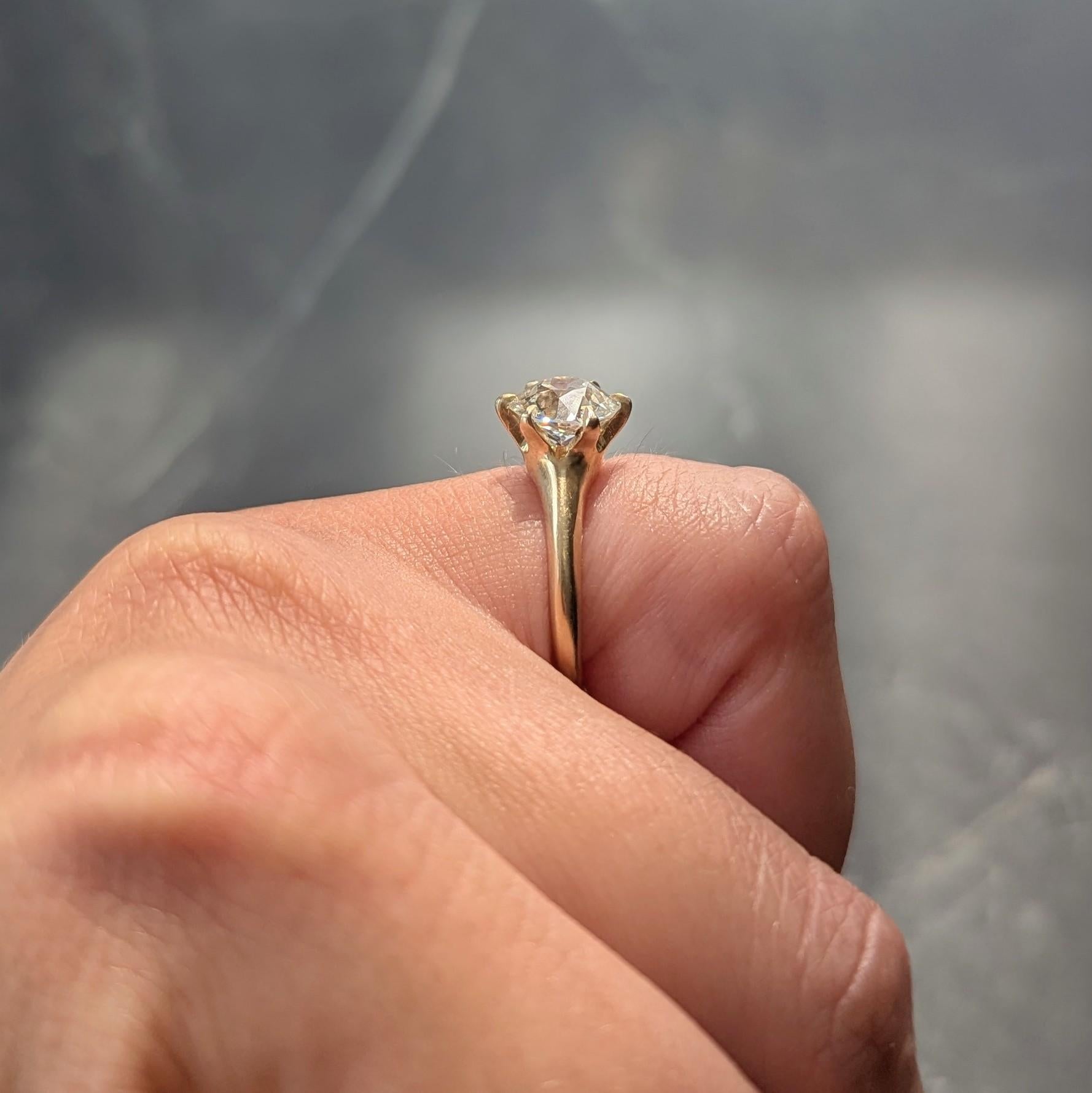 Victorian 1.96 CT European Diamond 14K Gold Antique Solitaire Engagement Ring