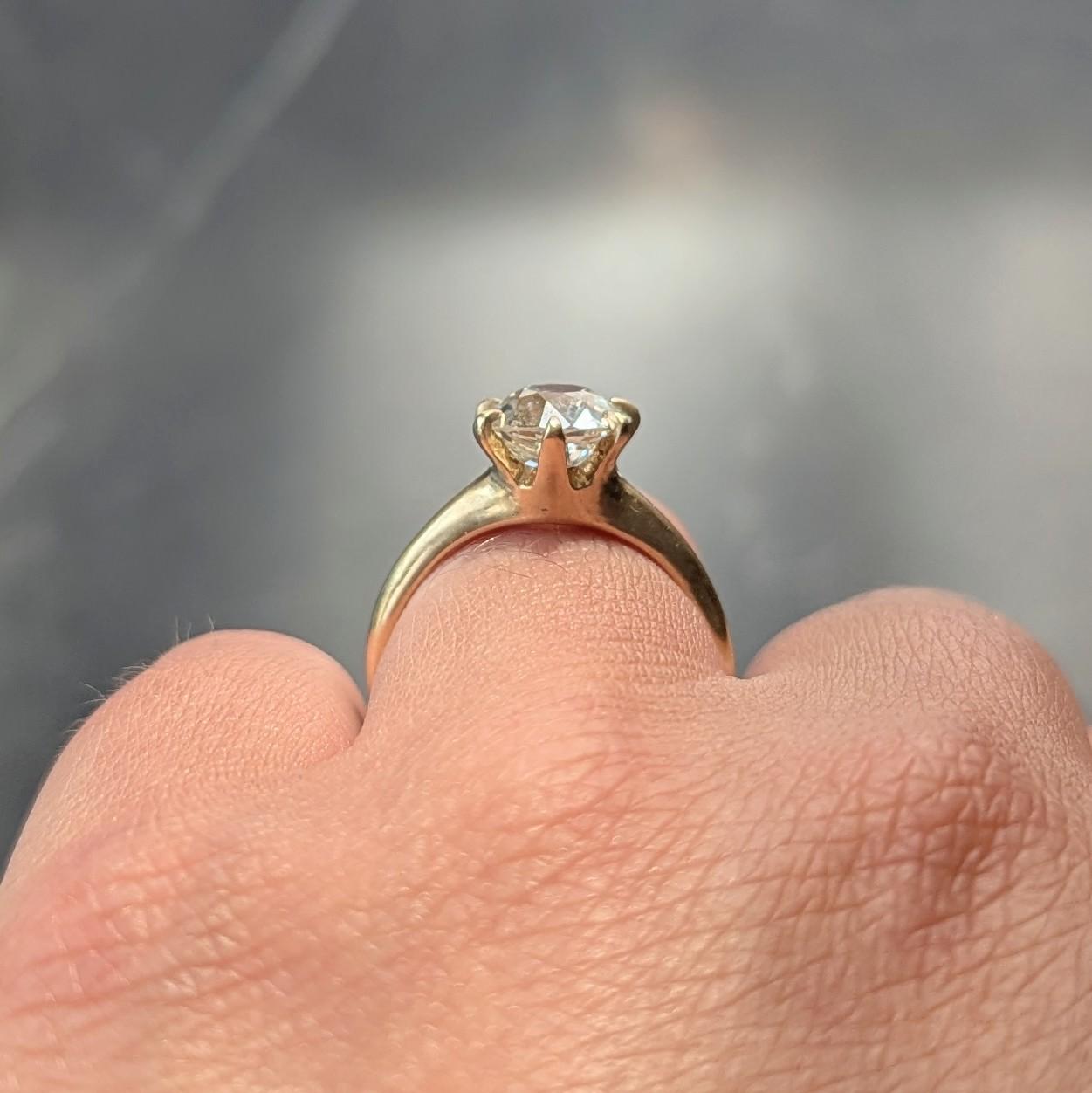 Victorian 1.96 CT European Diamond 14K Gold Antique Solitaire Engagement Ring