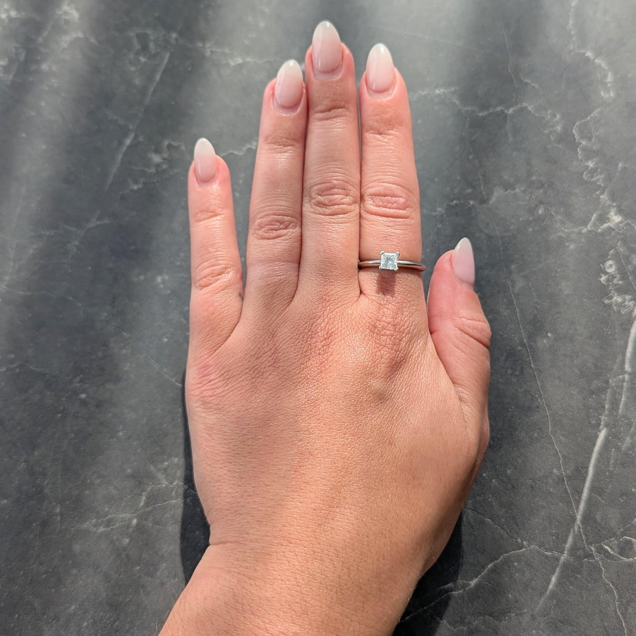 2000's Tiffany & Co. 0.53 CTW Princess Cut Diamond Platinum Engagement Ring