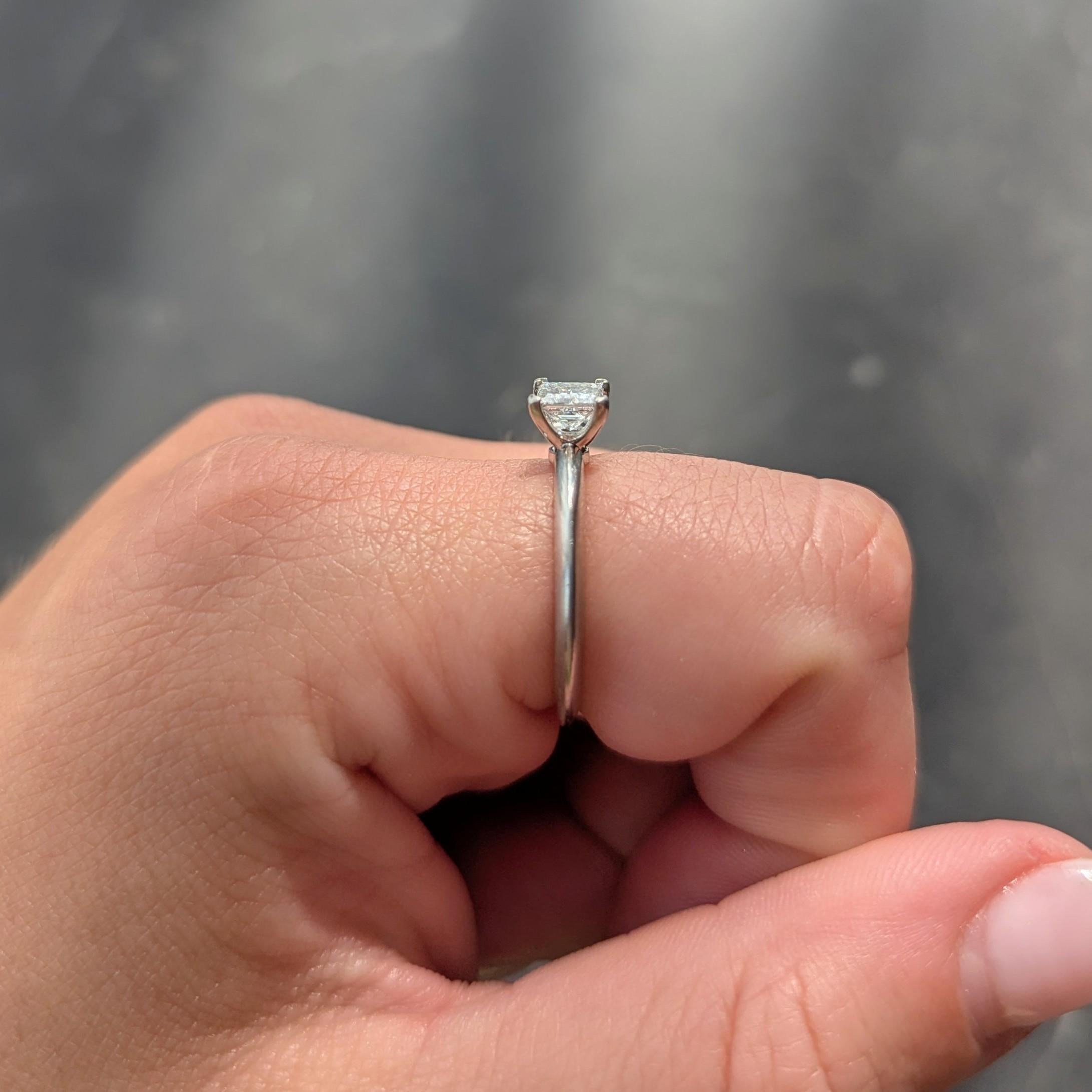 2000's Tiffany & Co. 0.53 CTW Princess Cut Diamond Platinum Engagement Ring