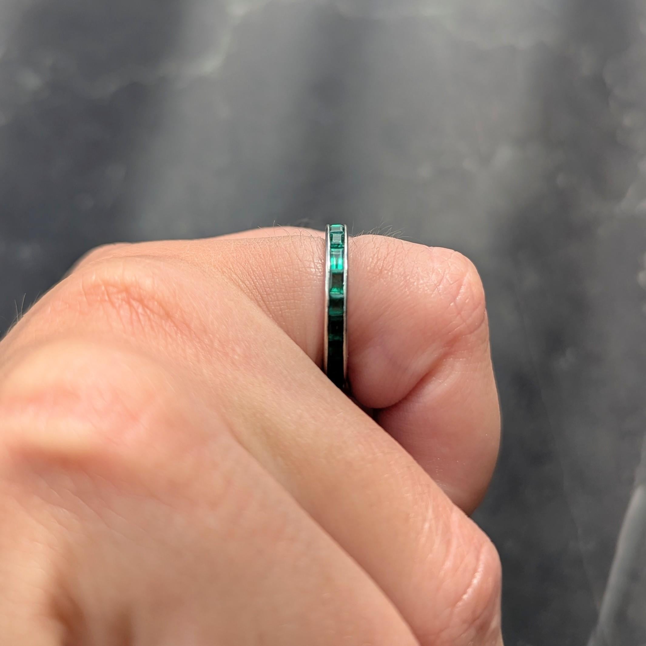 Tiffany & Co. 1950 1.89 CTW Emerald Platinum Vintage Channel Eternity Band Ring