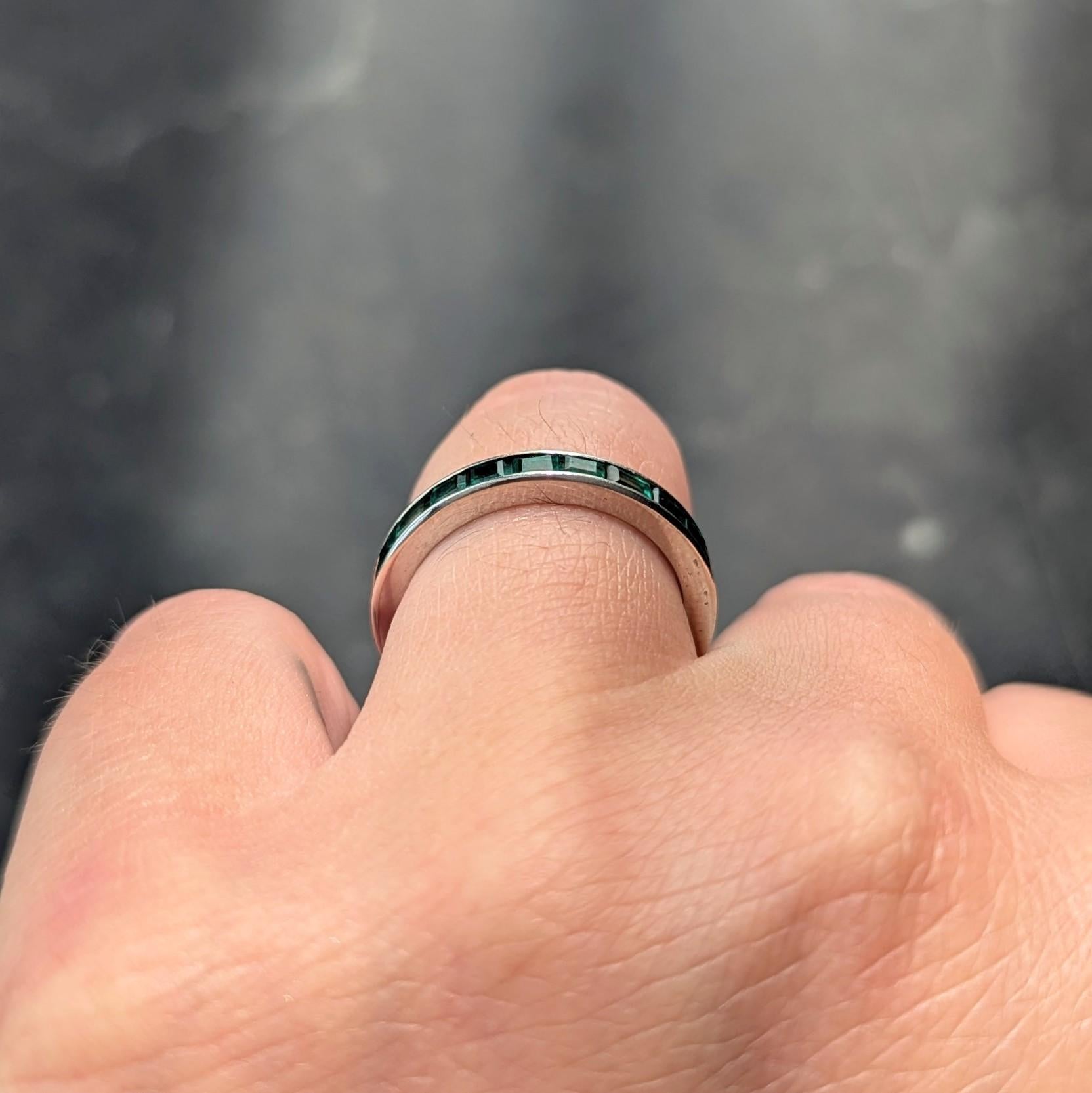 Tiffany & Co. 1950 1.89 CTW Emerald Platinum Vintage Channel Eternity Band Ring