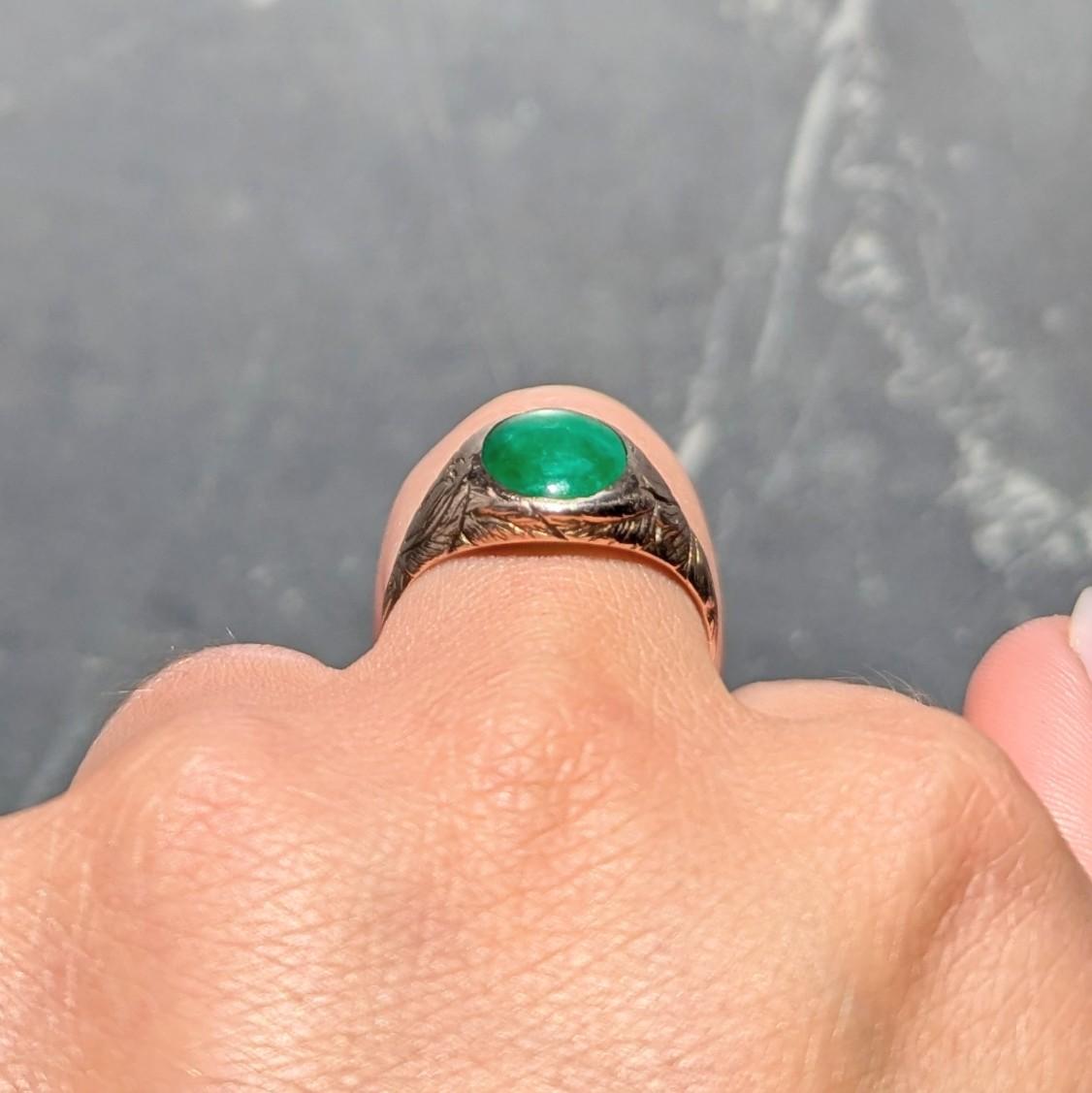 Radke & Co. Art Nouveau Jade 14 Karat Yellow Gold Antique Unisex Signet Ring
