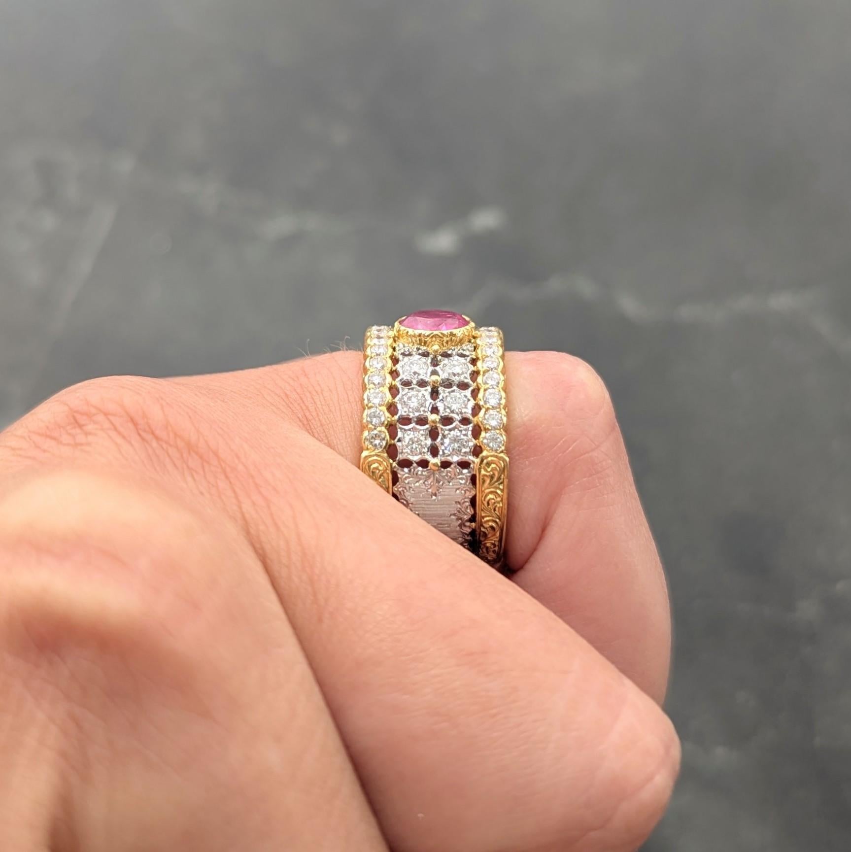 Buccellati Ruby Diamond 18K Yellow Gold Eternelle Vintage Band Ring