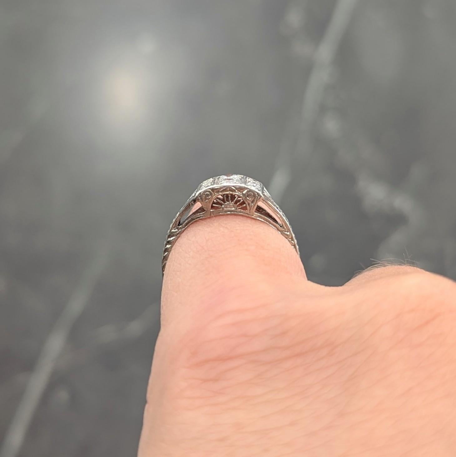 Art Deco Old European Cut Diamond Platinum Vintage Wheat Cluster Dinner Ring