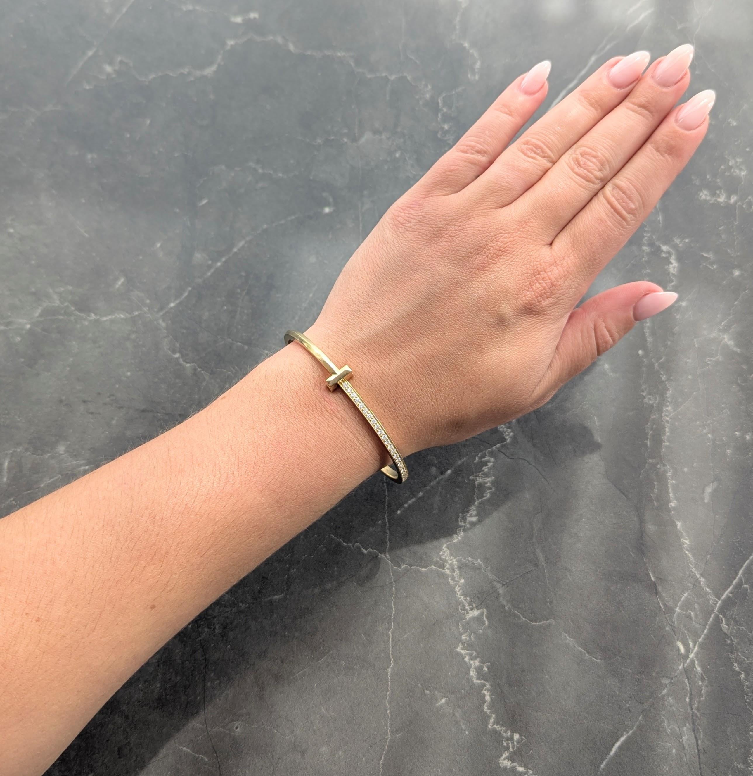 Tiffany & Co. Diamond 18 Karat Yellow Gold T1 Rolling Bangle Bracelet