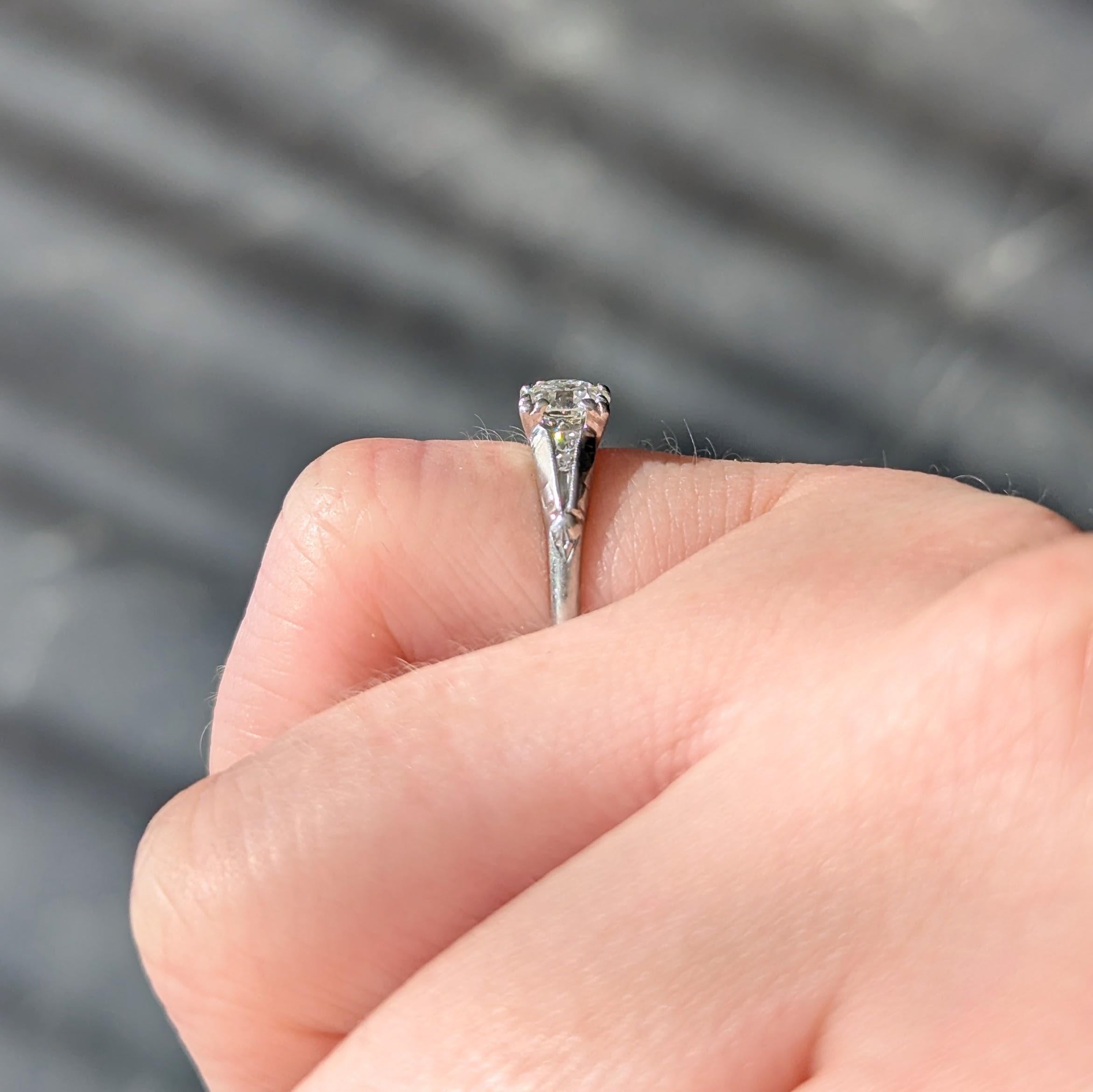 Baskin Bros. Retro Old European Cut Diamond Platinum Vintage Engagement Ring
