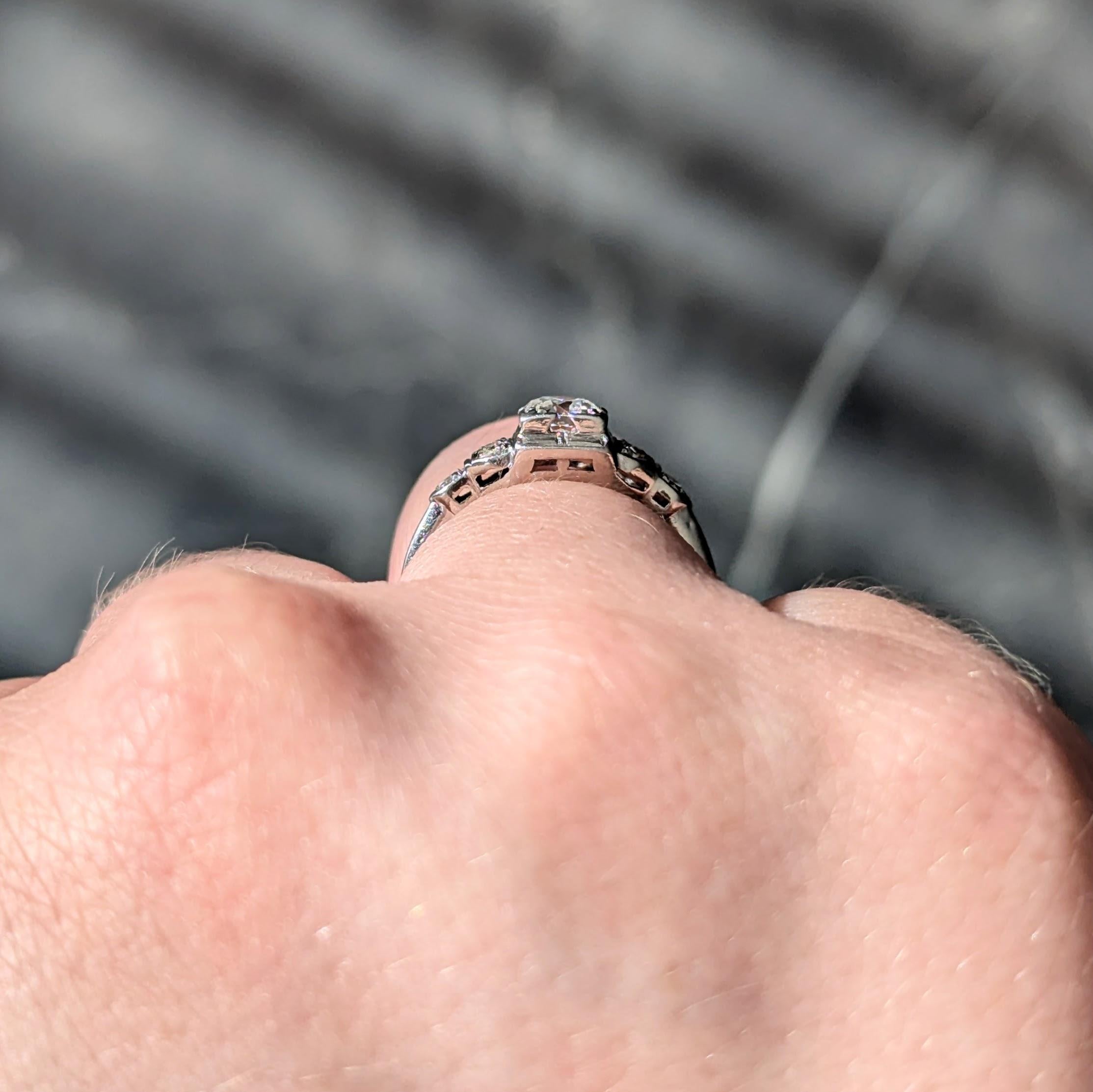 Art Deco Old European Cut Diamond Platinum Vintage Engagement Ring