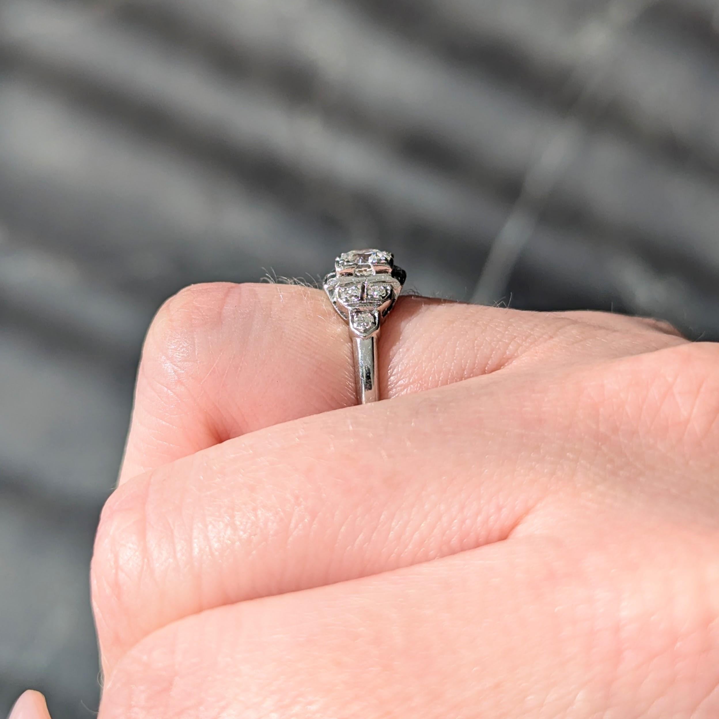 Art Deco Old European Cut Diamond Platinum Vintage Engagement Ring