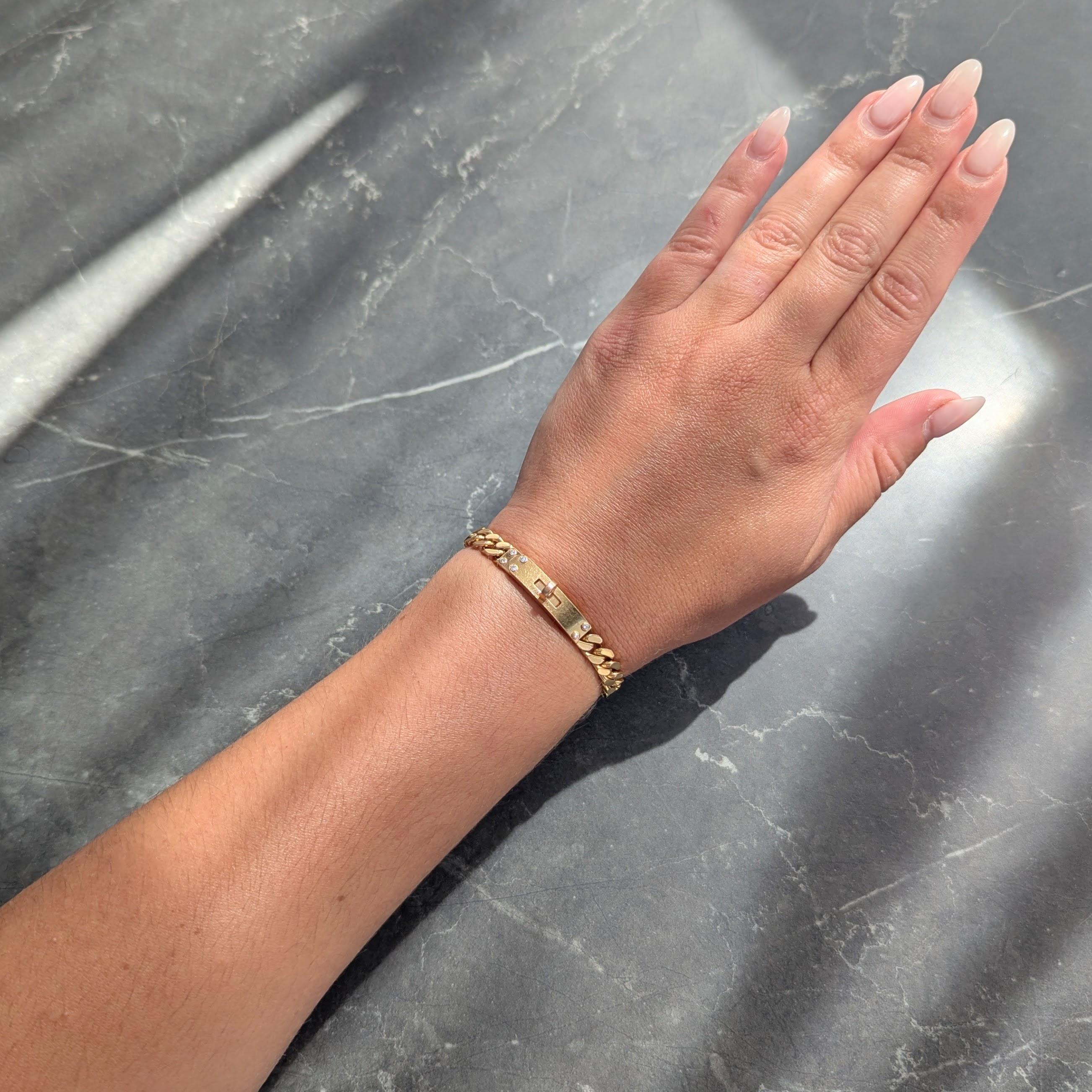 Hermés Contemporary Diamond 18K Gold Kelly Gourmette Cuban Link Bracelet