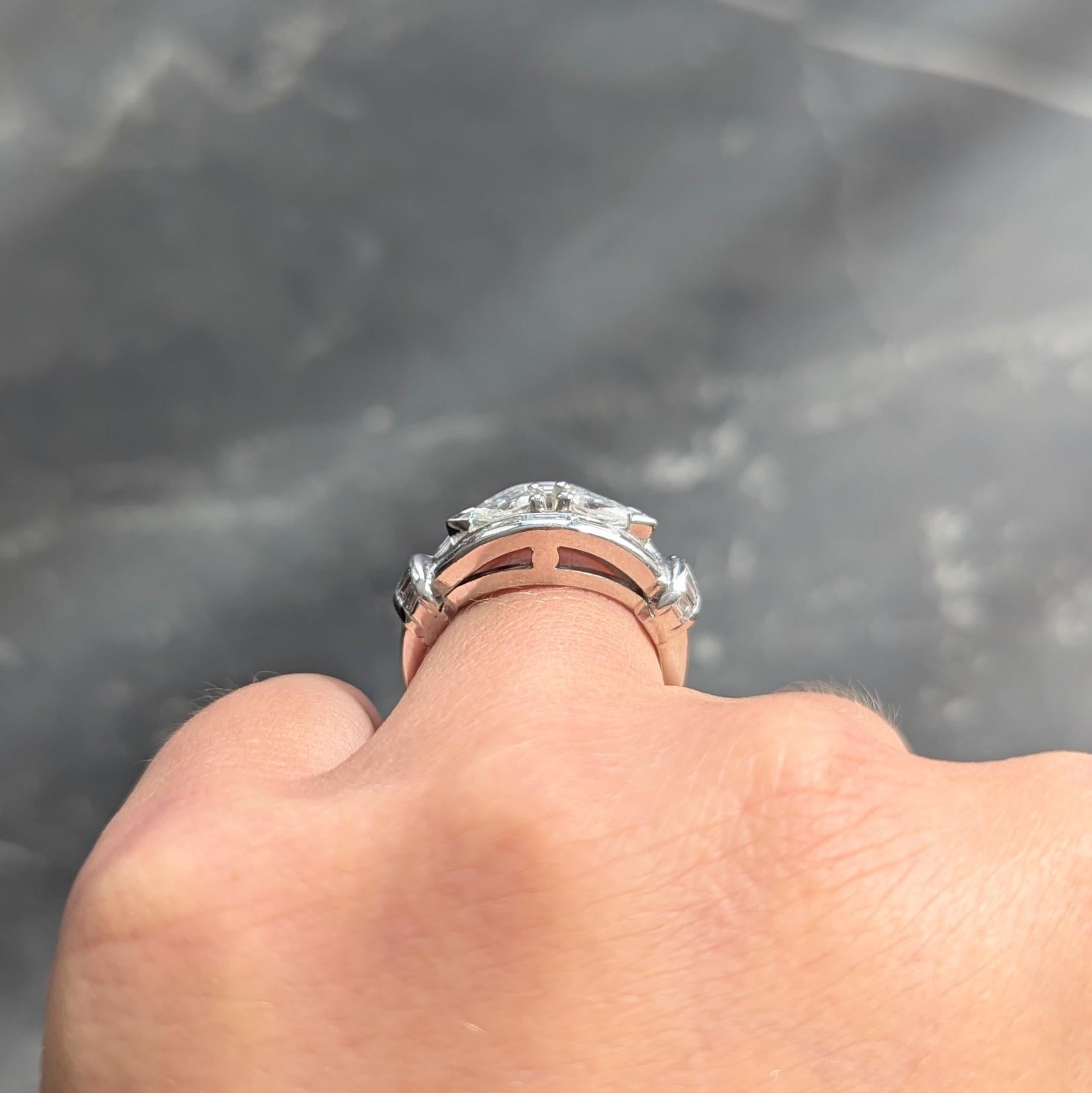Mid-Century 2.35 CTW Diamond Platinum Vintage Bombé Ring