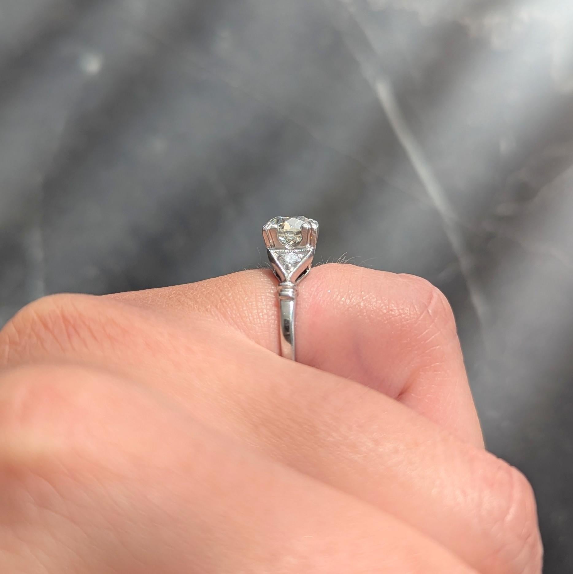 Art Deco 1.26 CTW Old European Diamond Platinum Vintage Engagement Ring GIA