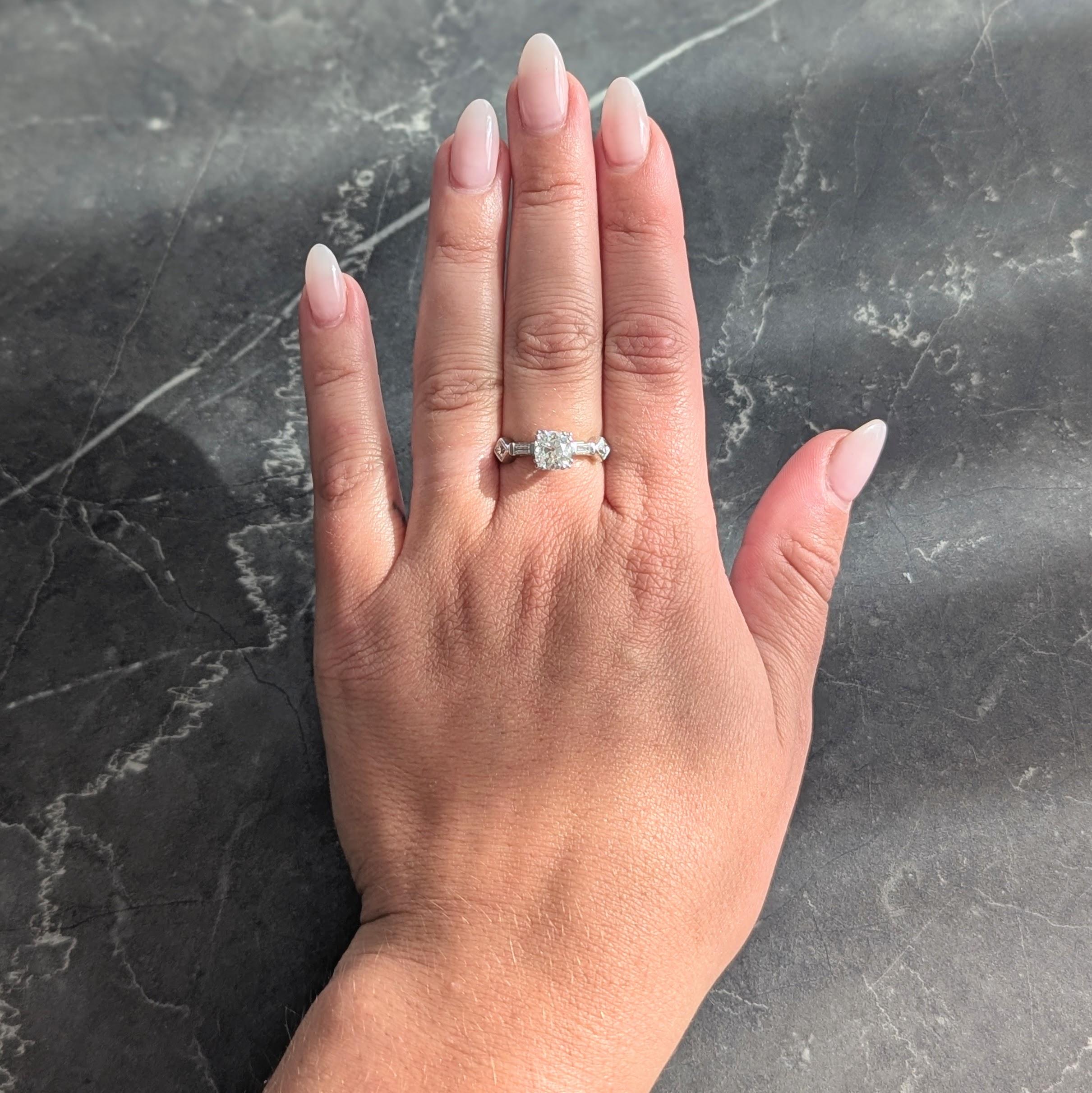 Mid-Century 1.63 CTW Old Mine Cut Diamond Platinum Engagement Ring GIA