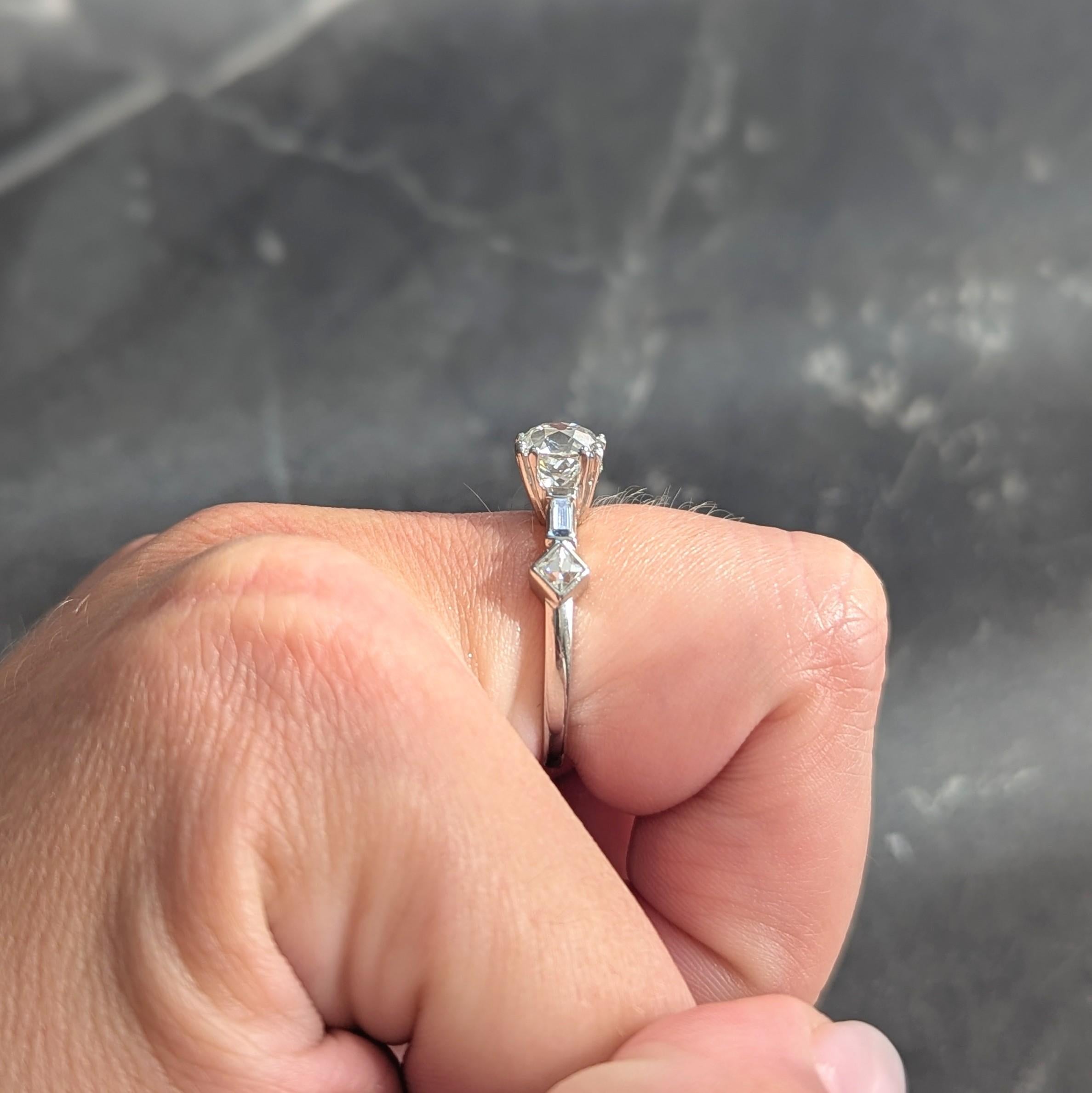 Mid-Century 1.63 CTW Old Mine Cut Diamond Platinum Engagement Ring GIA