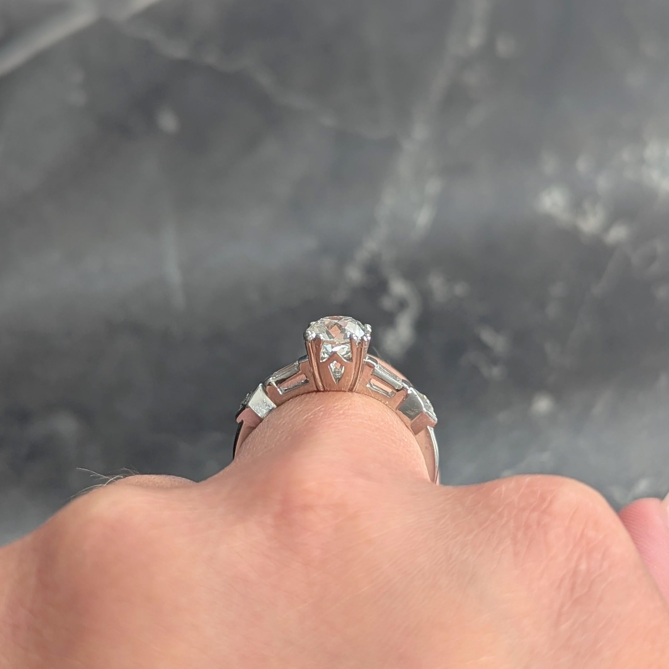 Mid-Century 1.63 CTW Old Mine Cut Diamond Platinum Engagement Ring GIA