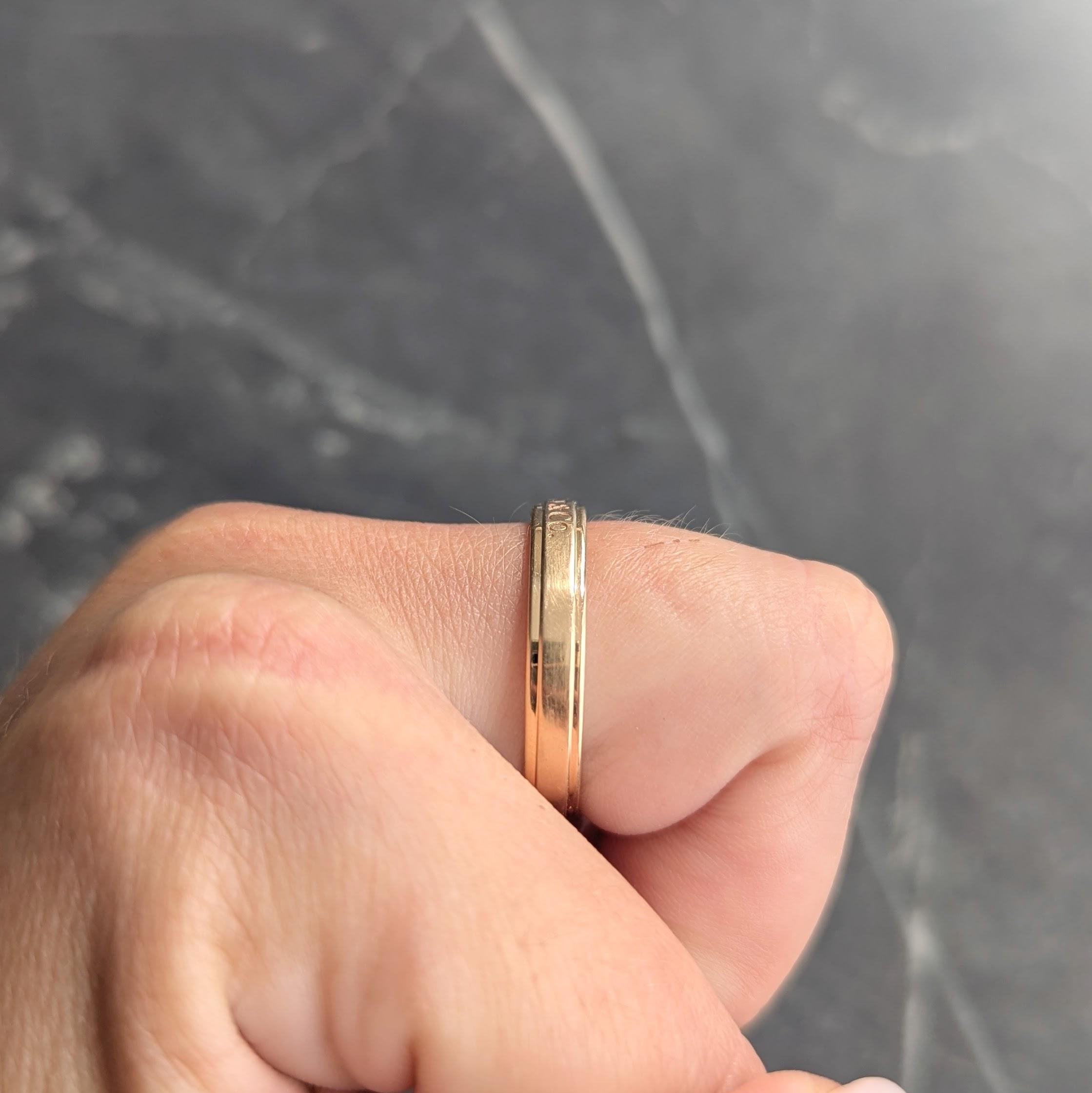 Tiffany & Co. 1990's 18 Karat Yellow Gold Vintage Logo Wedding Band Ring