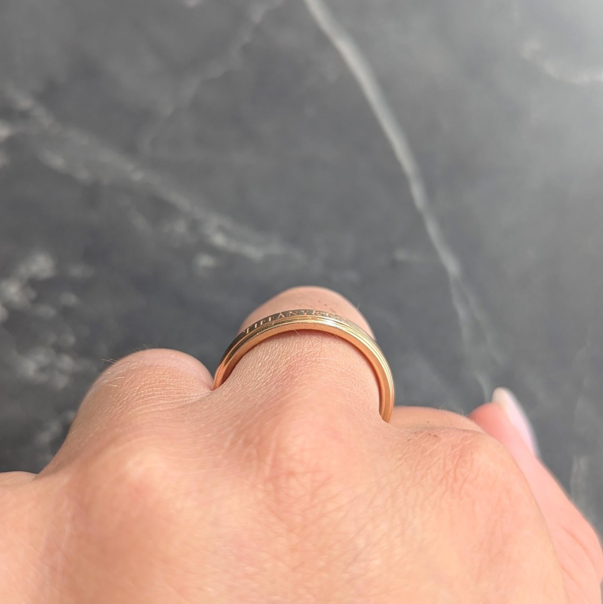 Tiffany & Co. 1990's 18 Karat Yellow Gold Vintage Logo Wedding Band Ring