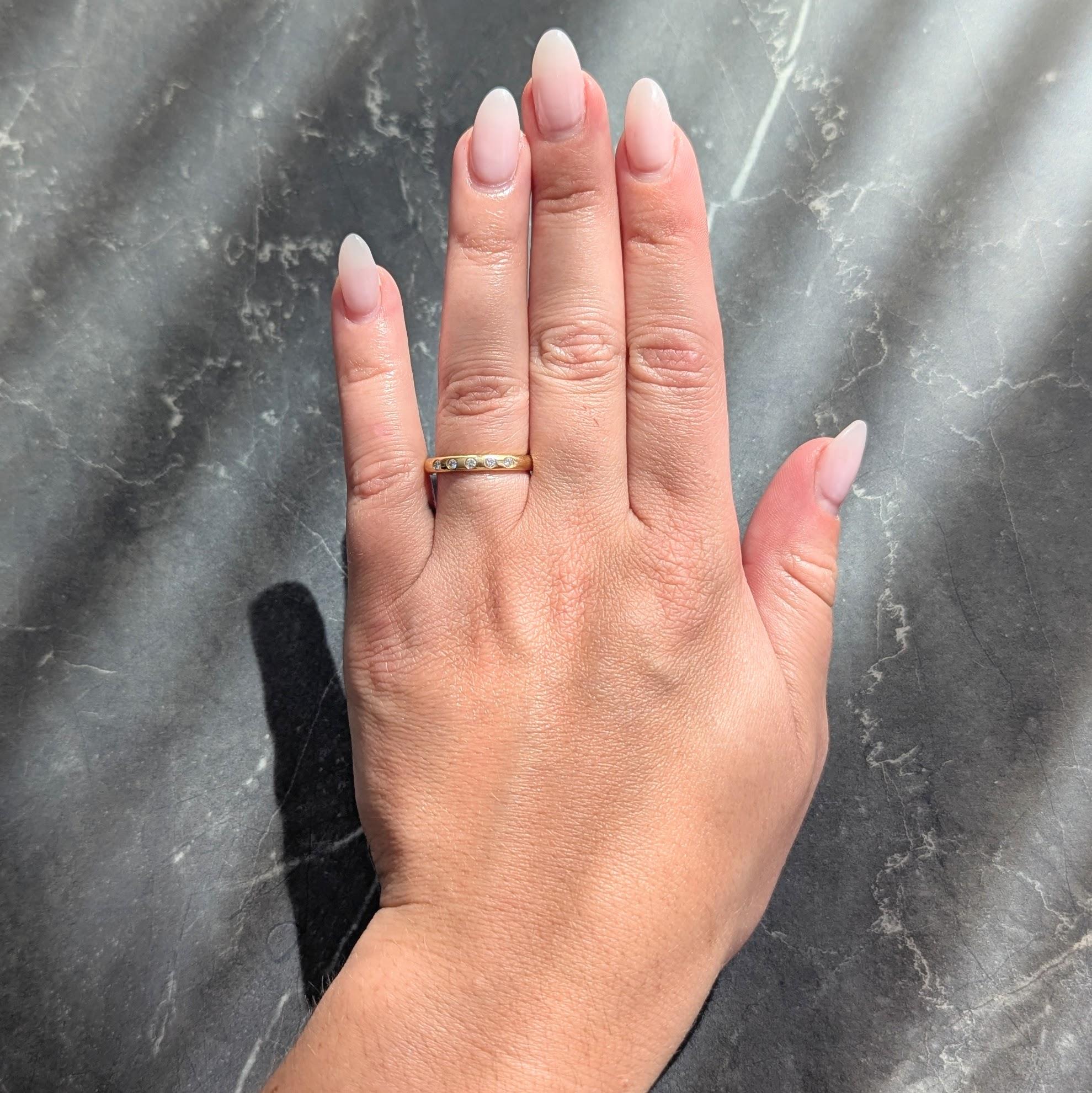 Elsa Peretti Tiffany & Co. 2000's Diamond 18K Yellow Gold Flush Set Band Ring