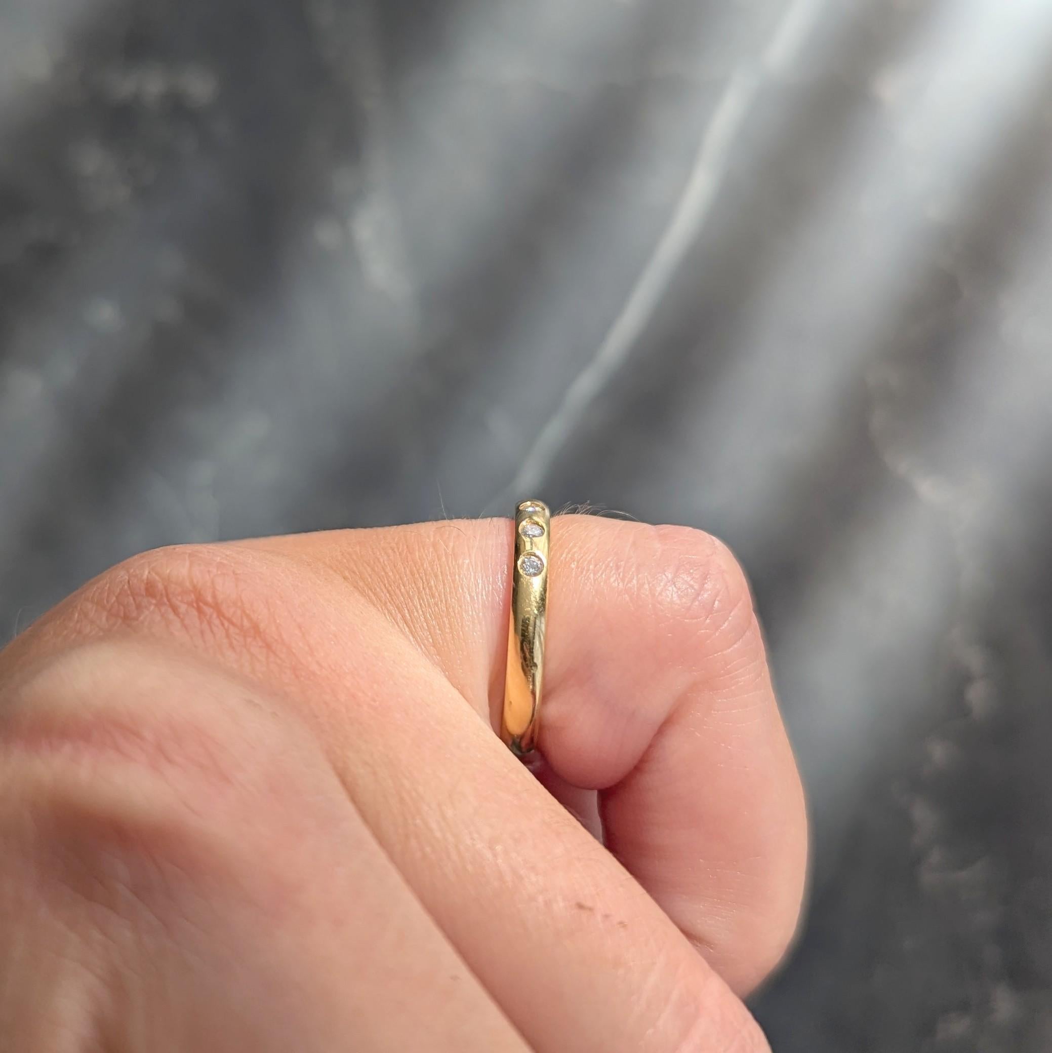 Elsa Peretti Tiffany & Co. 2000's Diamond 18K Yellow Gold Flush Set Band Ring