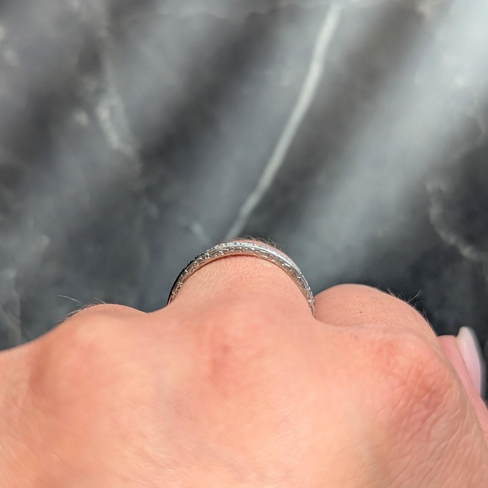 Art Deco 0.33 CTW Diamond Platinum Vintage Scrolling Wedding Band Ring