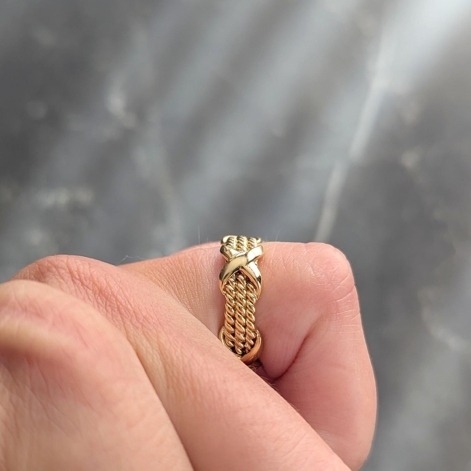 Jean Schlumberger Tiffany & Co. 18 Karat Yellow Gold Twisted Rope X Band Ring