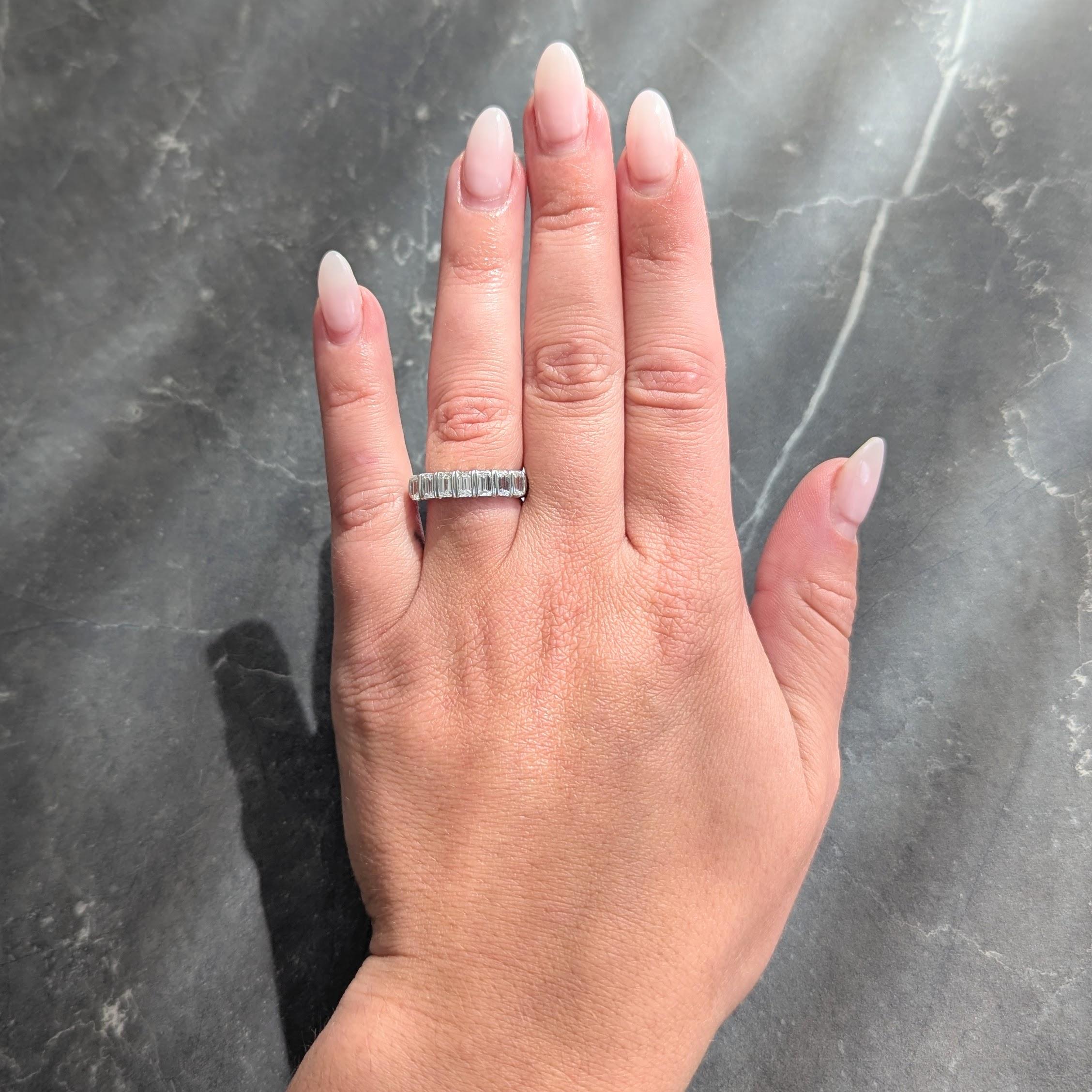 2000's Diamond Platinum Baguette Stacking Band Ring