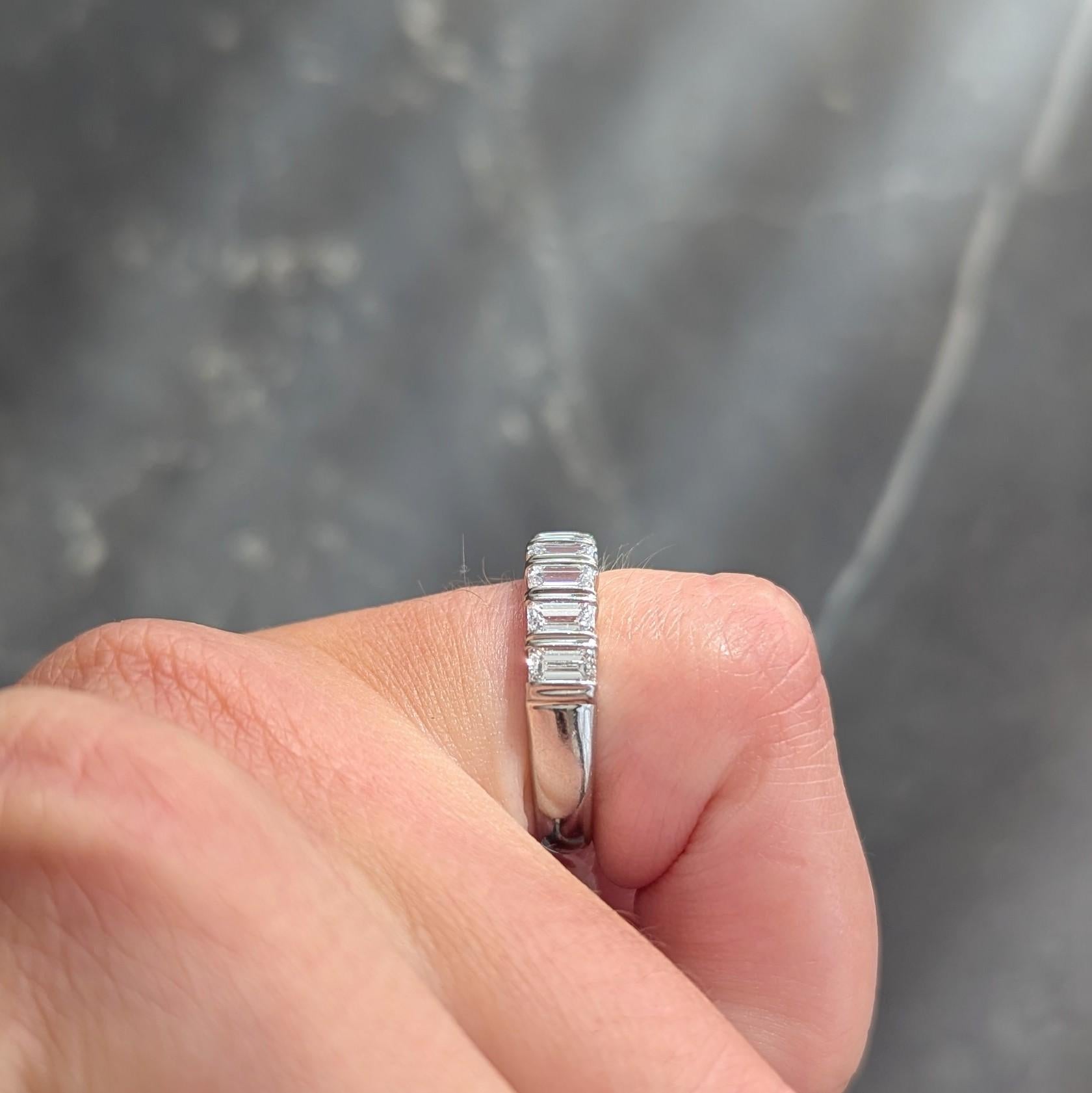 2000's Diamond Platinum Baguette Stacking Band Ring