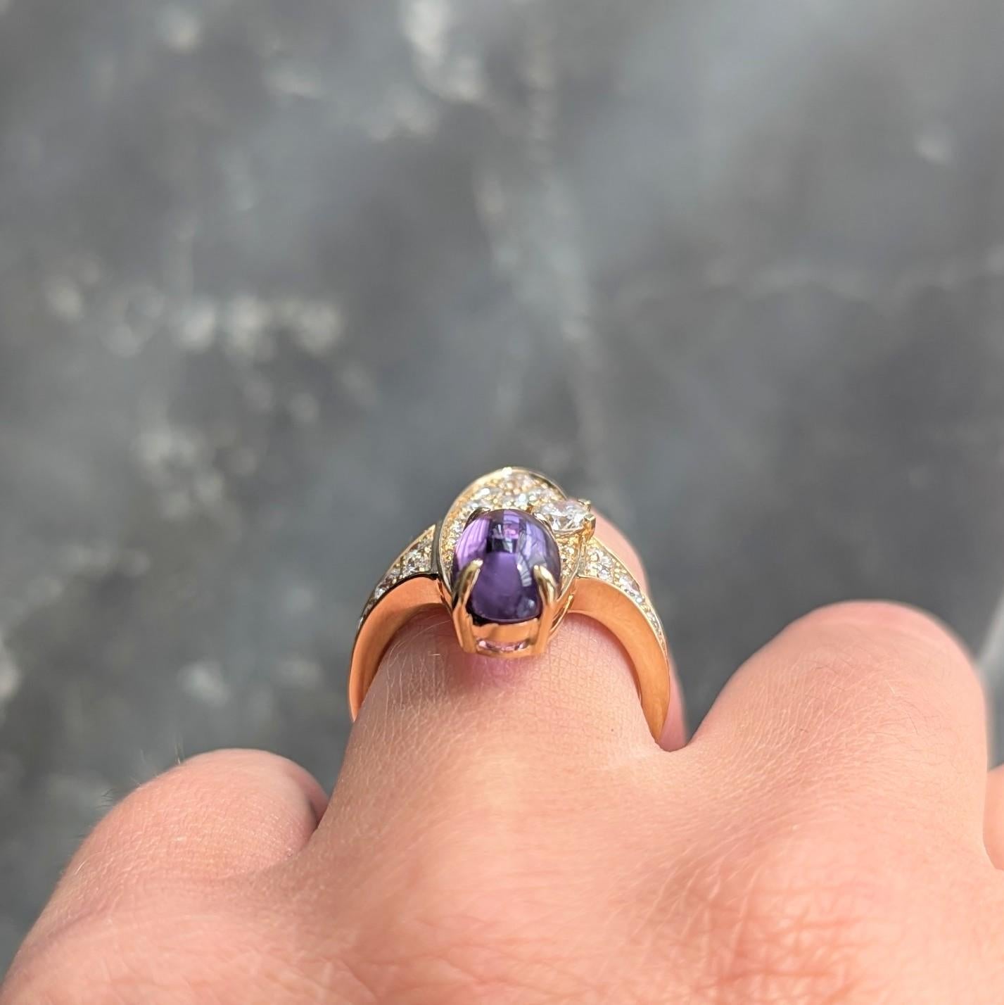 Bulgari 2000's 3.45 CTW Amethyst Diamond 18Kt Yellow Gold Elisia Navette Ring