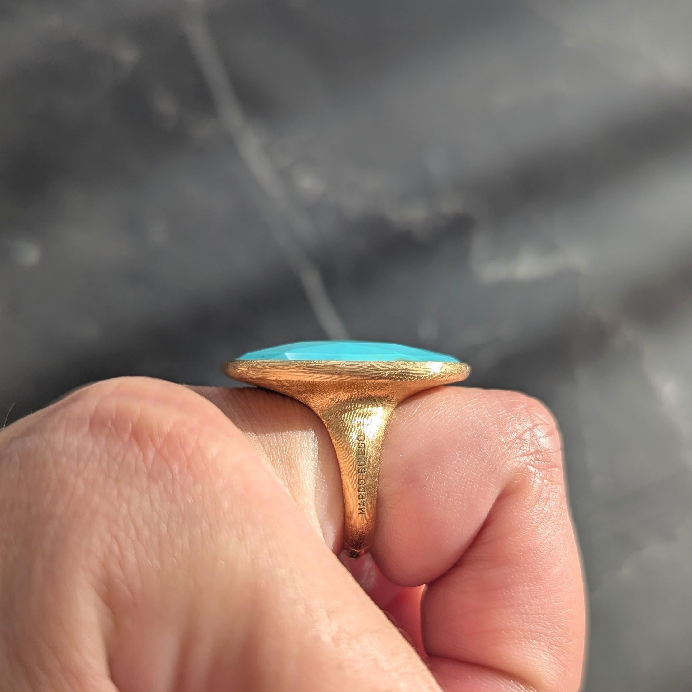 Marco Bicego Contemporary Turquoise 18 Karat Yellow Gold Lunaria Bezel Ring