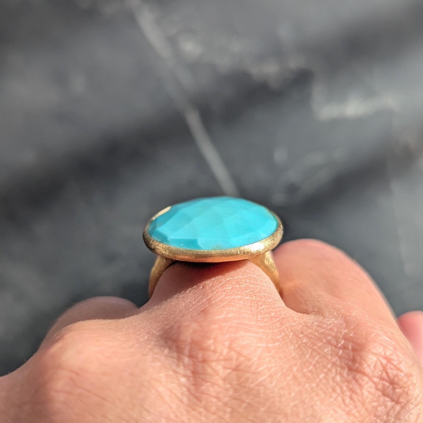 Marco Bicego Contemporary Turquoise 18 Karat Yellow Gold Lunaria Bezel Ring