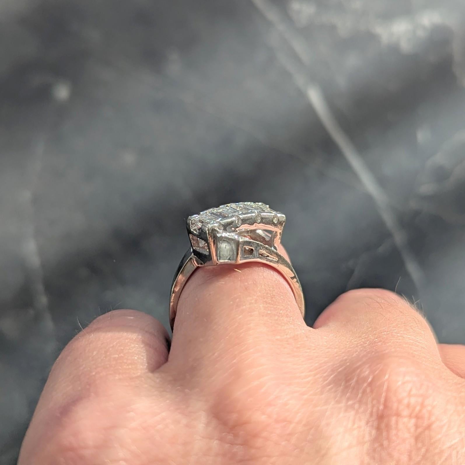 Mid-Century 1.00 CTW Diamond 14 Karat Gold Vintage Ribbon Bypass Ring