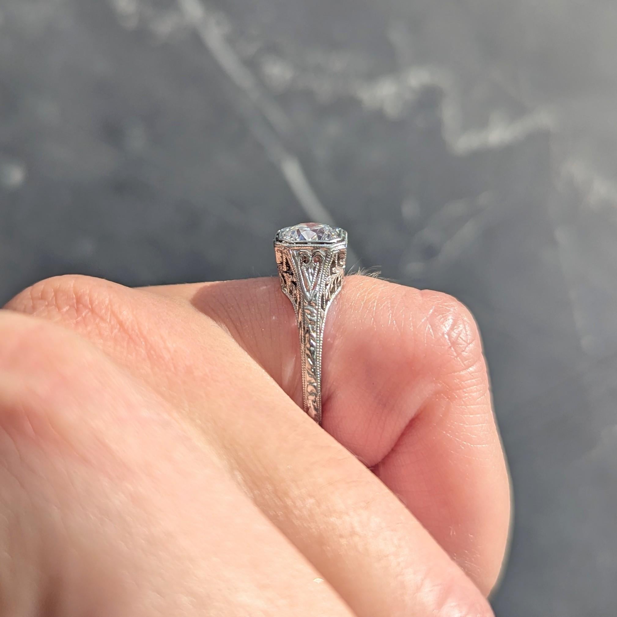 Belle Époque 1.01 CTW European Diamond Platinum Antique Garland Engagement Ring