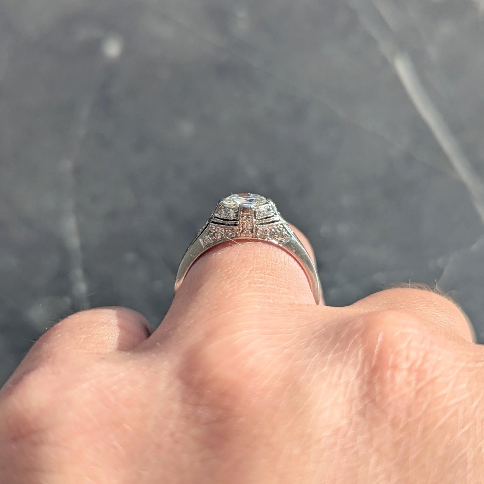 Art Deco 1.14 CTW Diamond Platinum Vintage Bombé Engagement Ring
