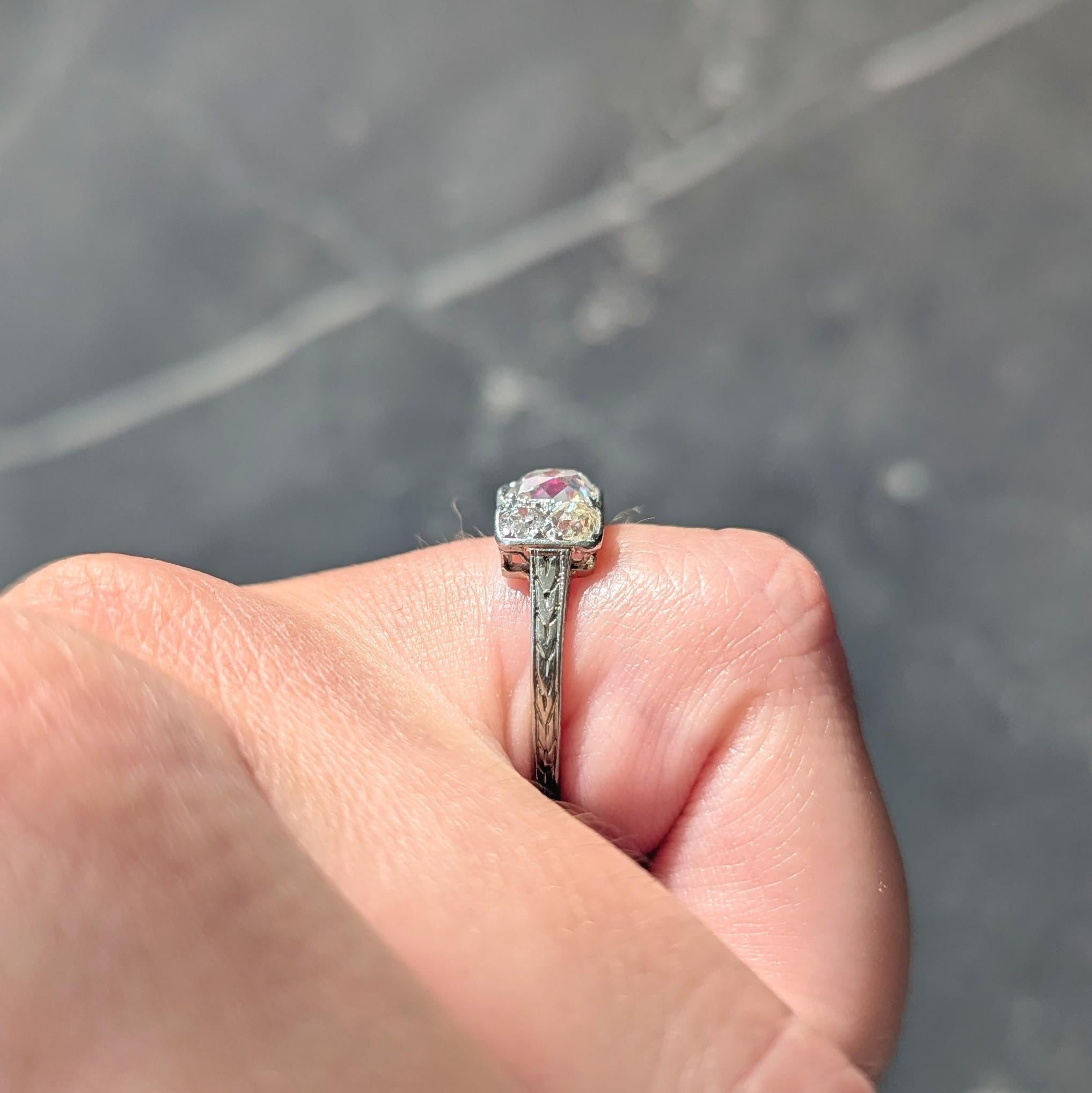 Art Deco 2.63 CTW Ruby Diamond 18K White Gold Vintage Wheat Band Ring