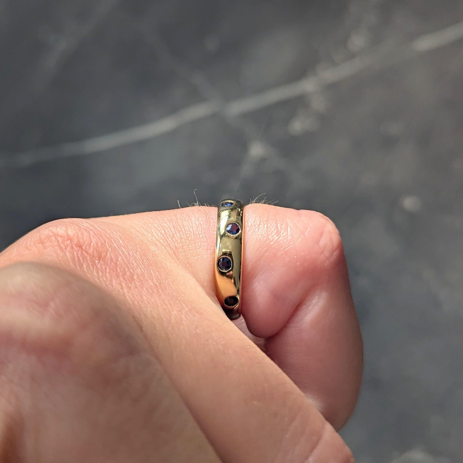 Tiffany & Co. 2000's Sapphire 18 Karat Yellow Gold Etoile Band Ring