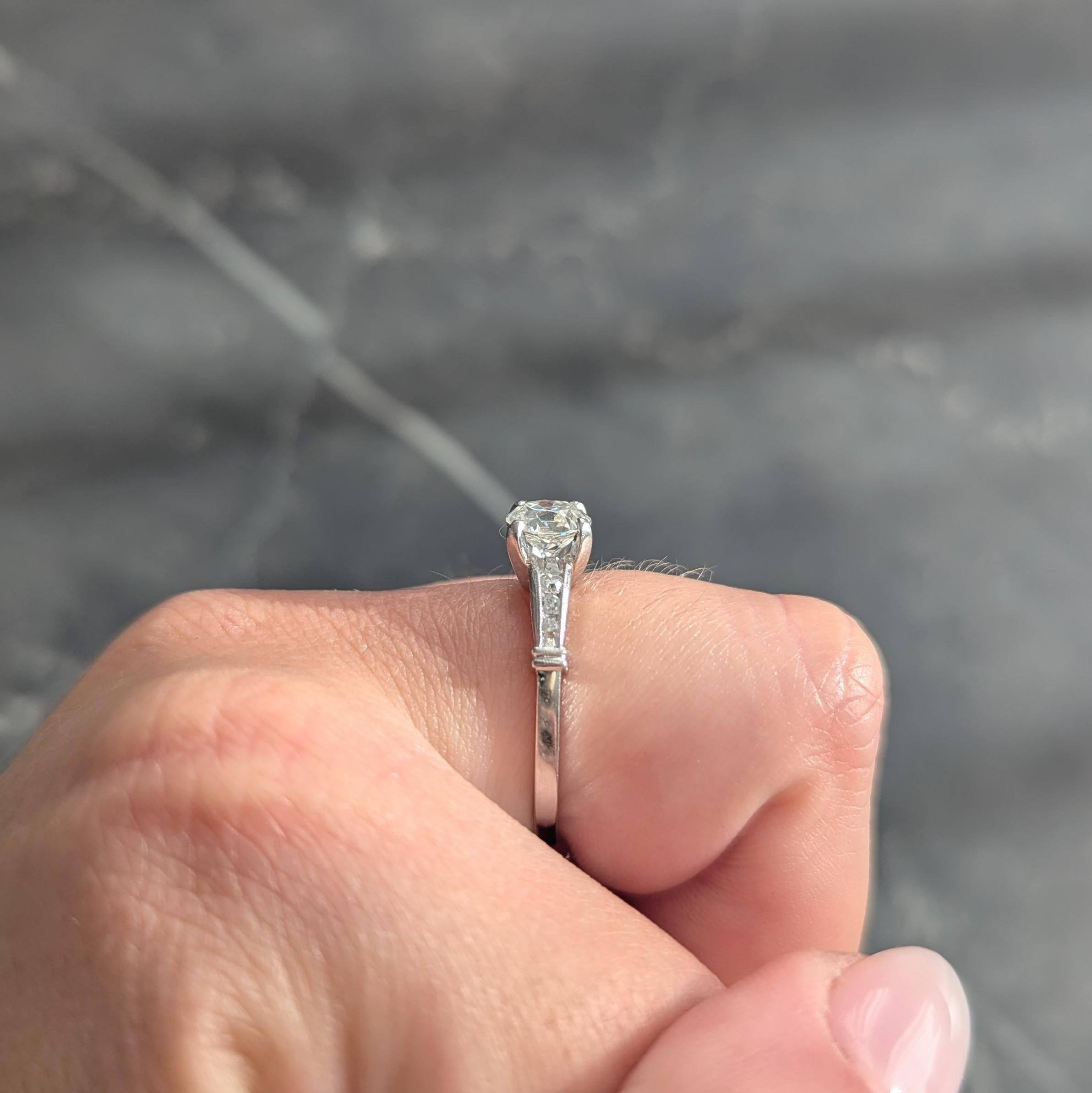 1950's Mid-Century 1.05 CTW Old European Cut Diamond Platinum Engagement Ring