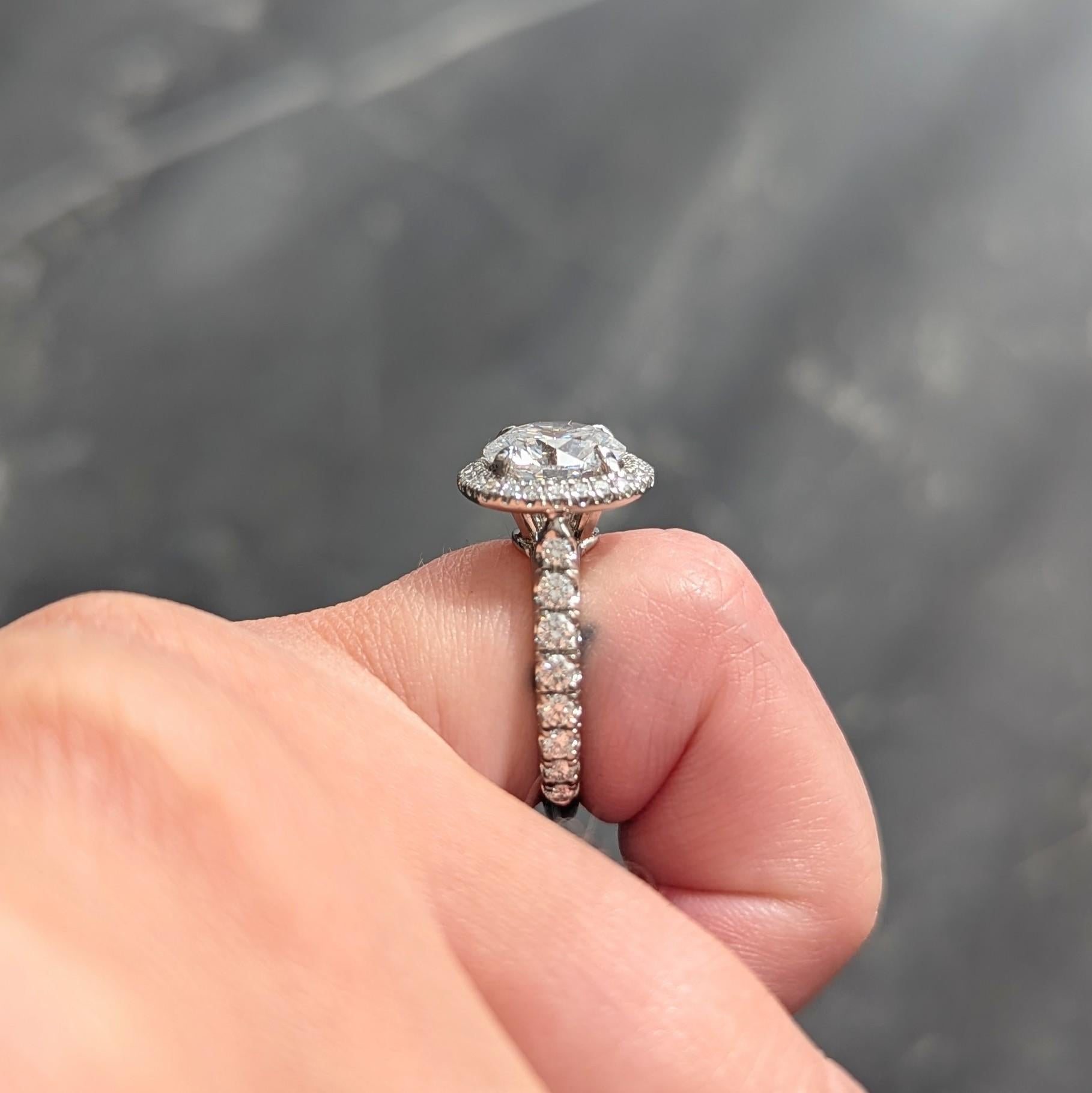 Cartier French 2.60 CTW Diamond Platinum Destinée Halo Engagement Ring GIA