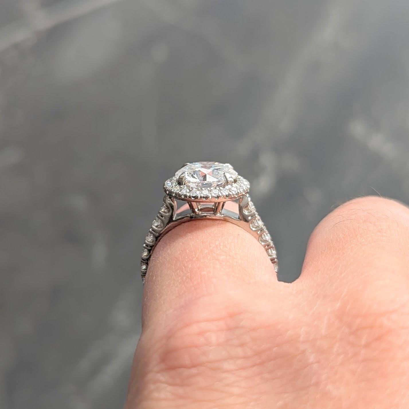 Cartier French 2.60 CTW Diamond Platinum Destinée Halo Engagement Ring GIA