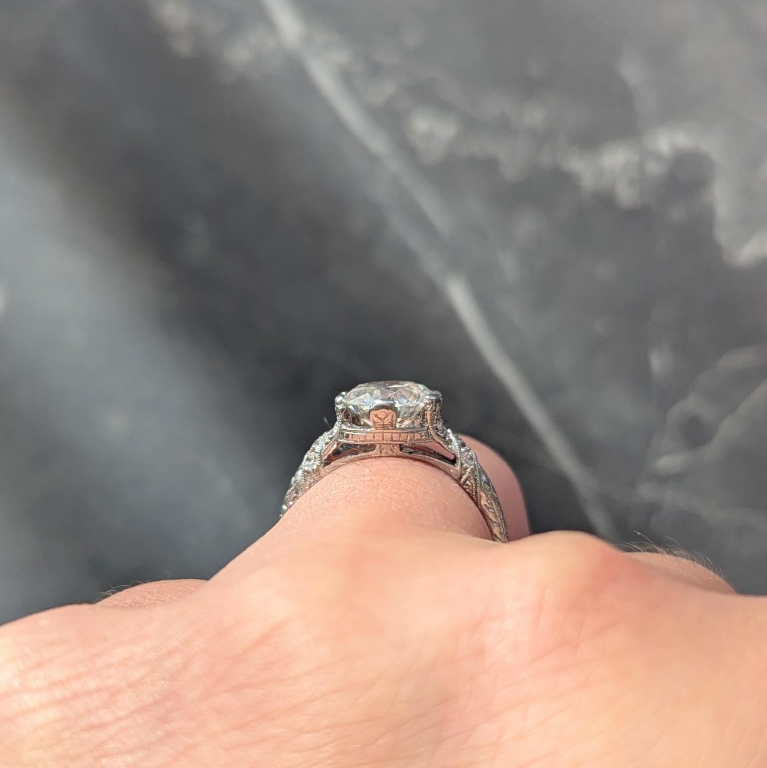 Art Deco 1936 1.90 Old European Cut Diamond Platinum Vintage Engagement Ring