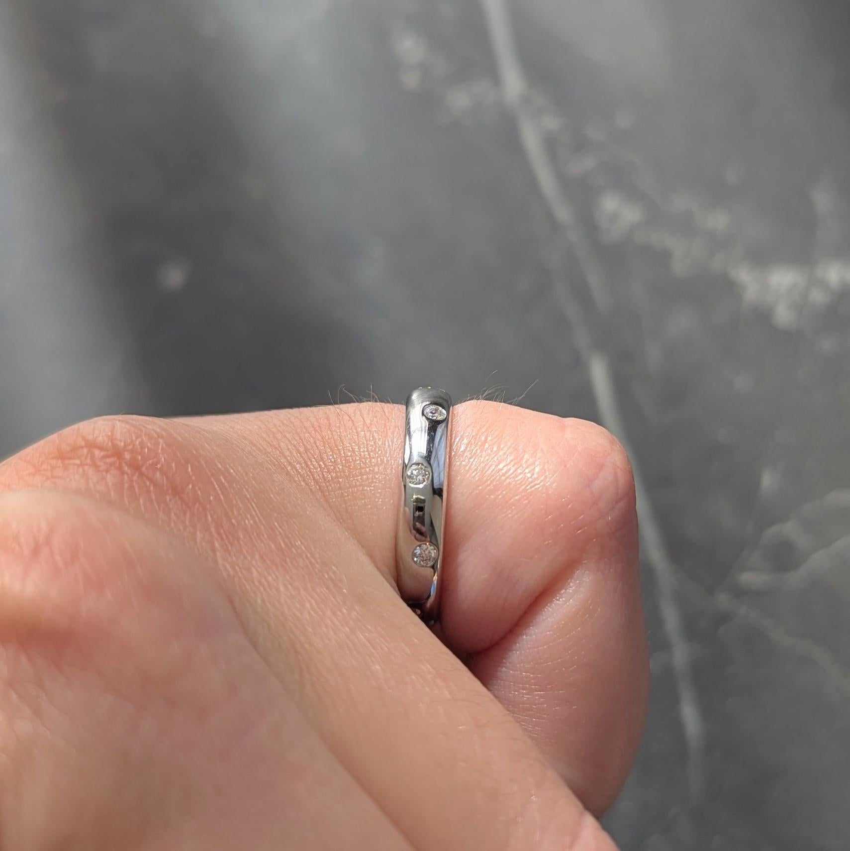 Tiffany & Co. 2000's Diamond Platinum Etoile Band Ring