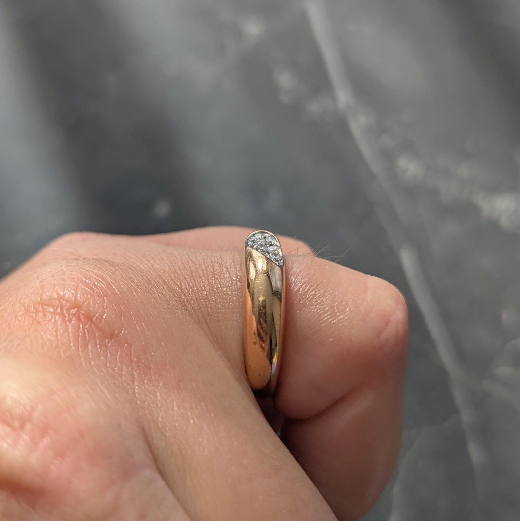 Roberto Coin Contemporary Diamond 18 Karat Two-Tone Gold Domed Capri Band Ring